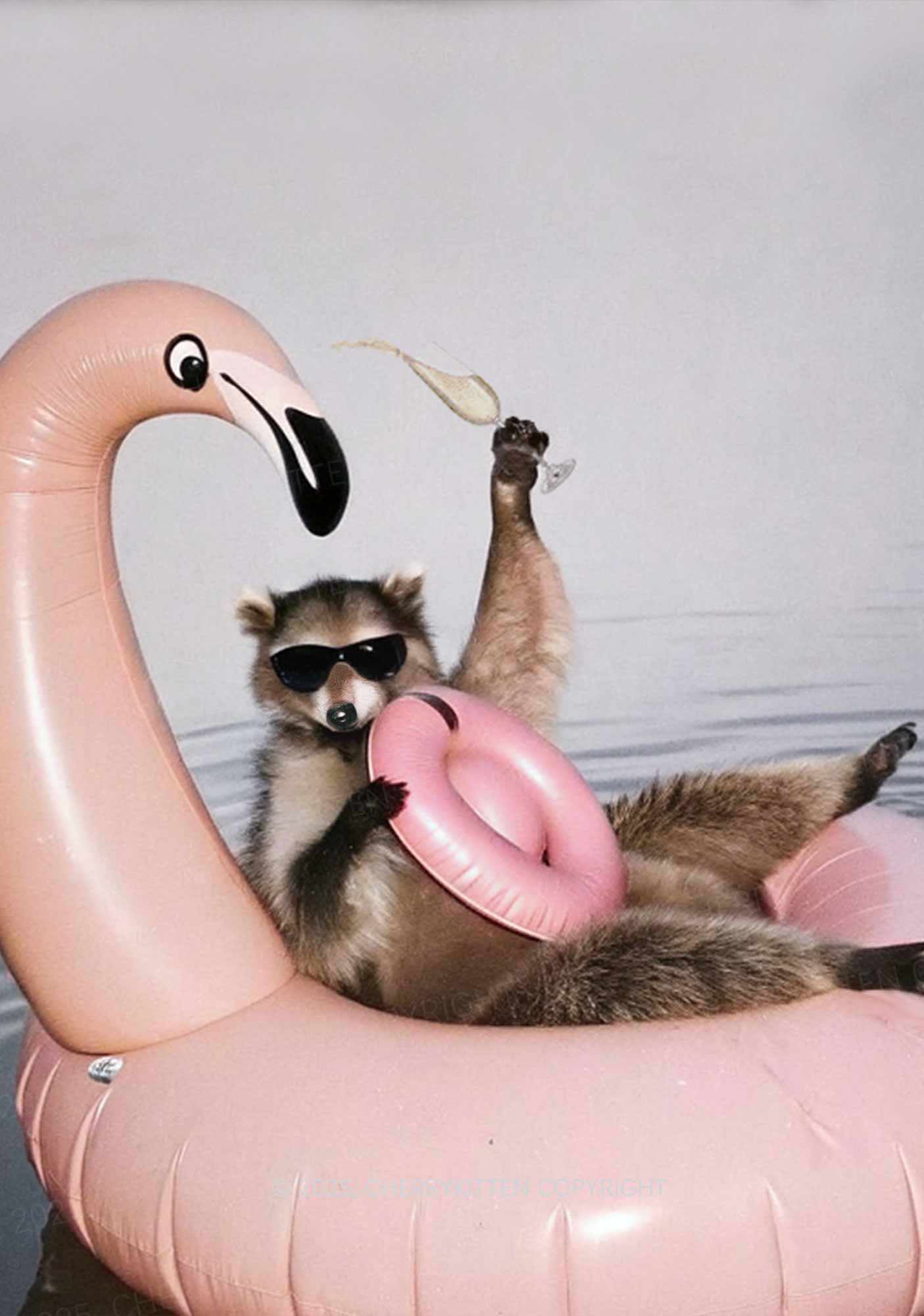 Flamingo Raccoon Y2K Mesh Crop Top Cherrykitten - Image 2