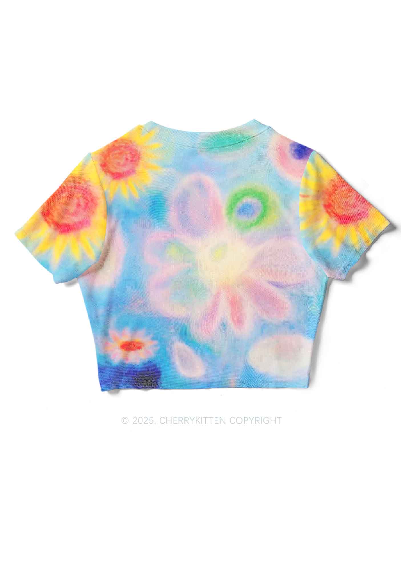 Flower Art Y2K Mesh Crop Top Cherrykitten - Image 5