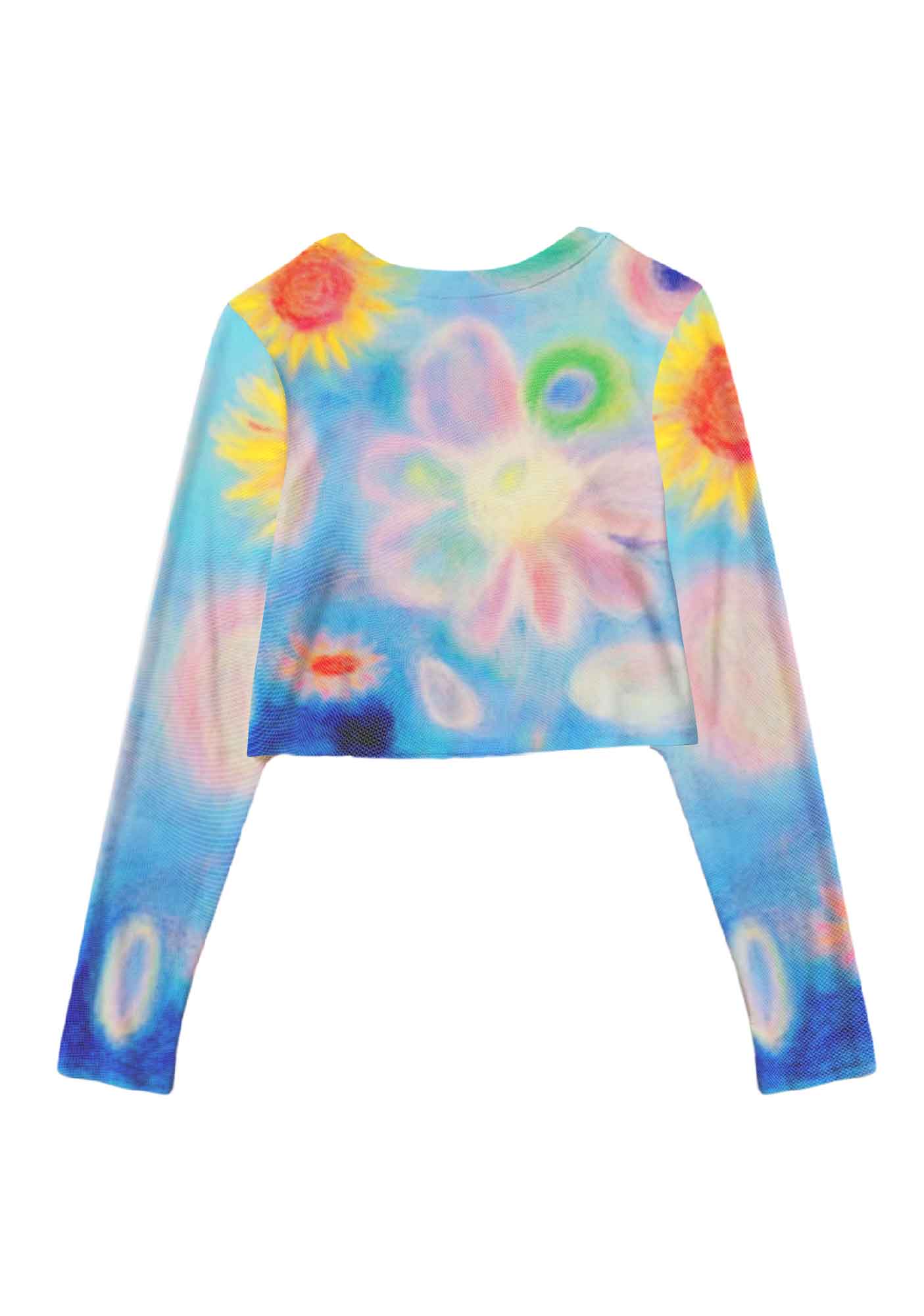 Flower Art Y2K Mesh Long Sleeve Crop Top Cherrykitten - Image 3
