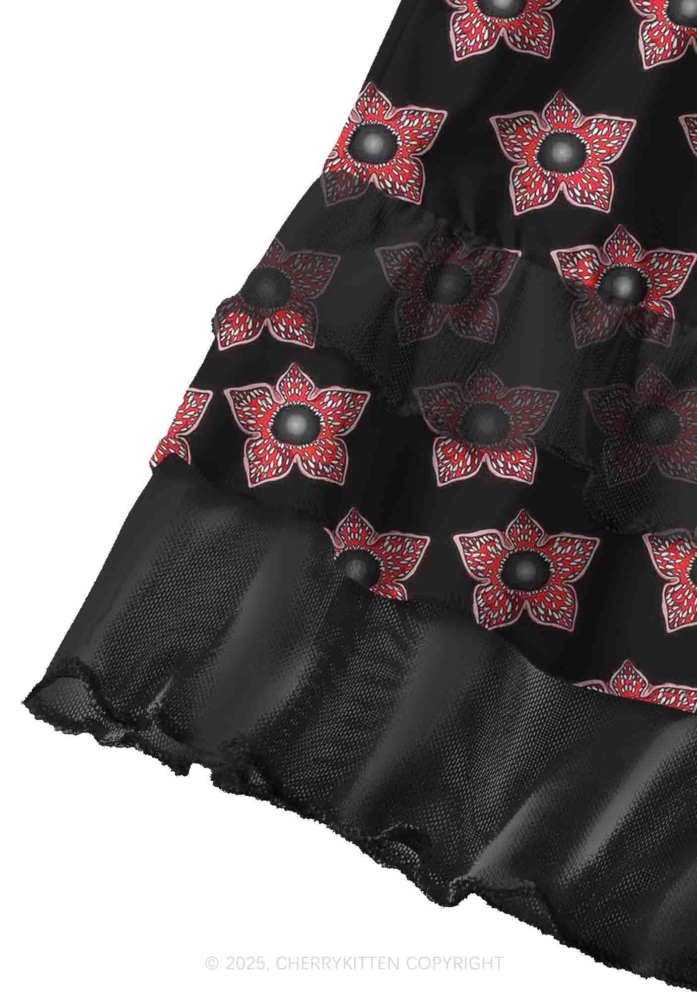 Flower Monster Y2K Print Mini Layered Skirt Cherrykitten - Image 3