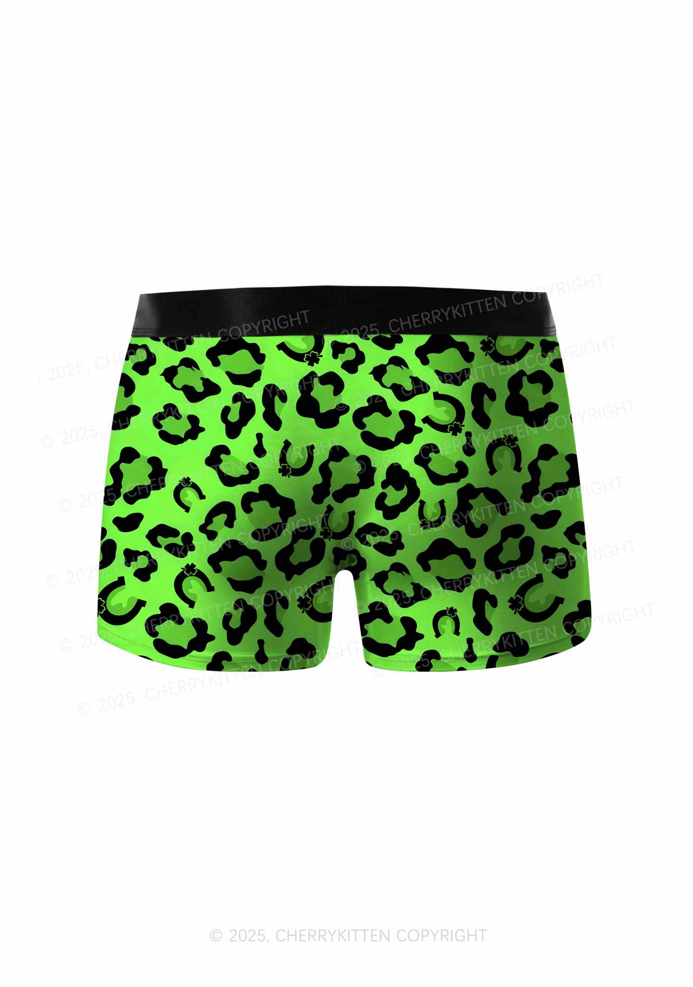 Fluorescent Green Leopard St Patricks Y2K Print Men Boxer Briefs Cherrykitten - Image 2