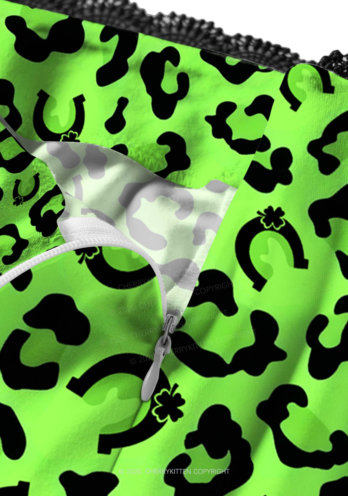 Fluorescent Green Leopard St Patricks Y2K Print Midi Skirt Cherrykitten - Image 3