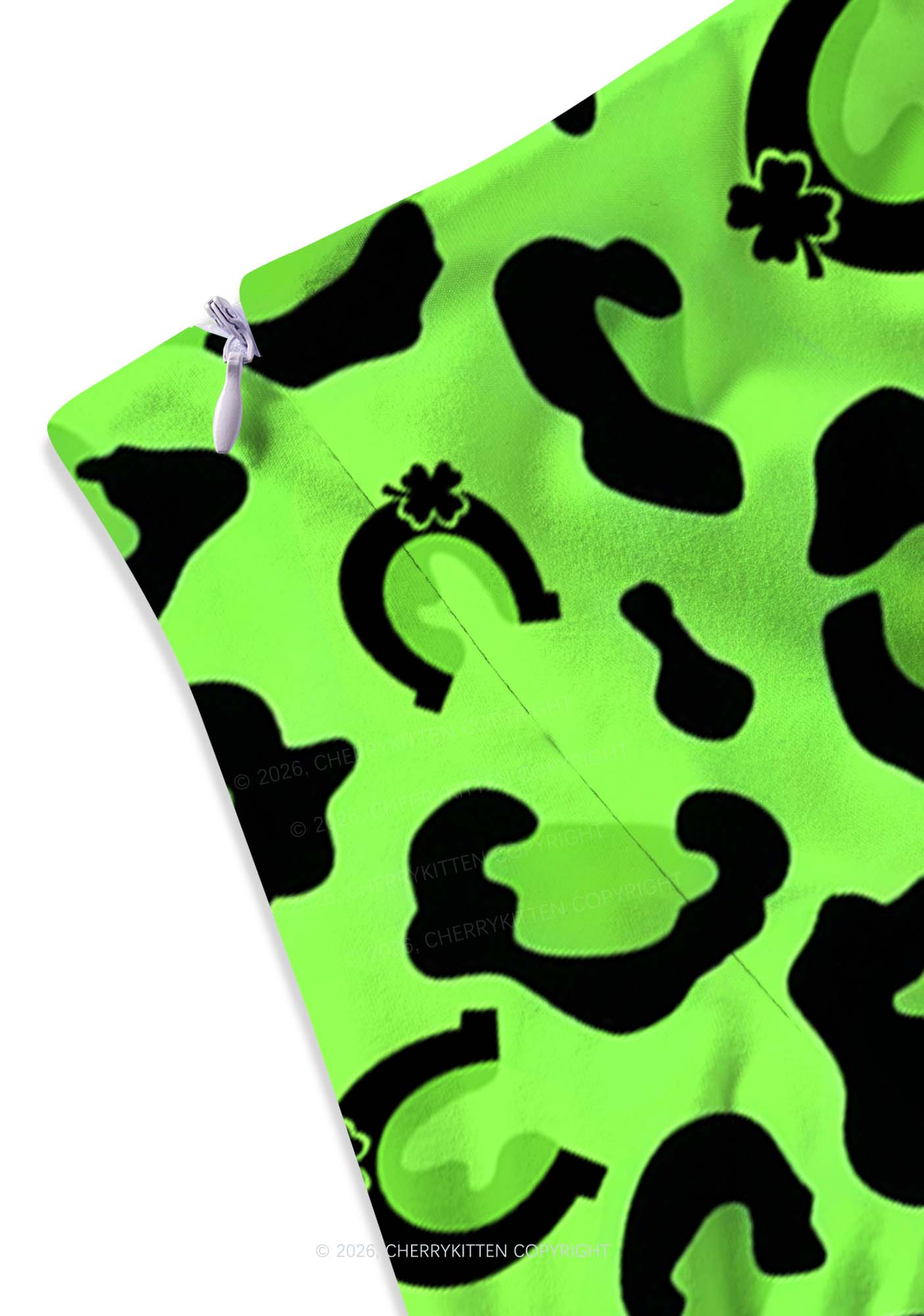 Fluorescent Green Leopard St Patricks Y2K Print Mini Skirt Cherrykitten - Image 3