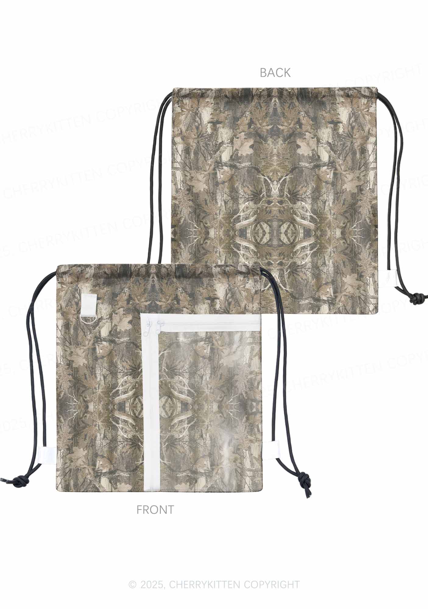 Forest Camouflage Y2K Drawstring Itabag Backpack Cherrykitten - Image 2