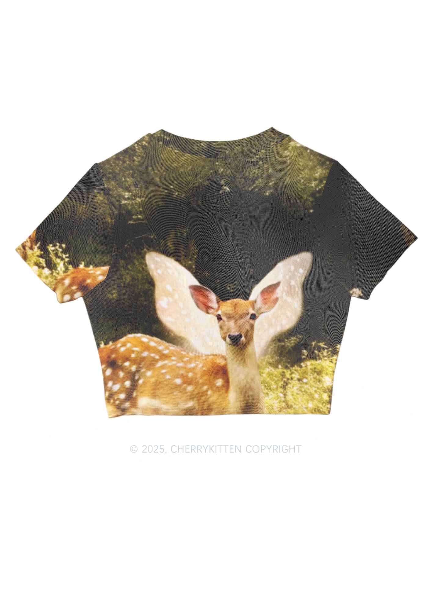 Forest Deer Y2K Mesh Crop Top Cherrykitten - Image 3