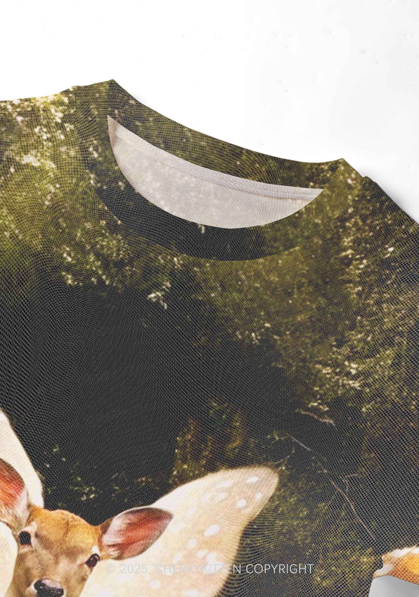 Forest Deer Y2K Mesh Crop Top Cherrykitten - Image 4