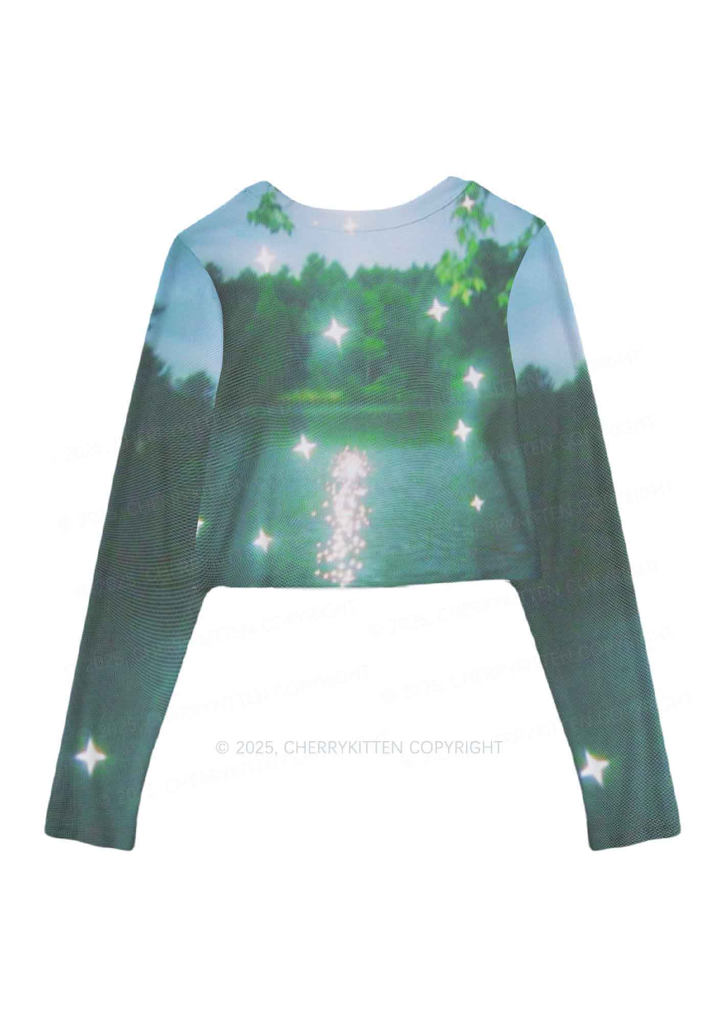 Forest Lake Y2K Mesh Long Sleeve Crop Top Cherrykitten - Image 3