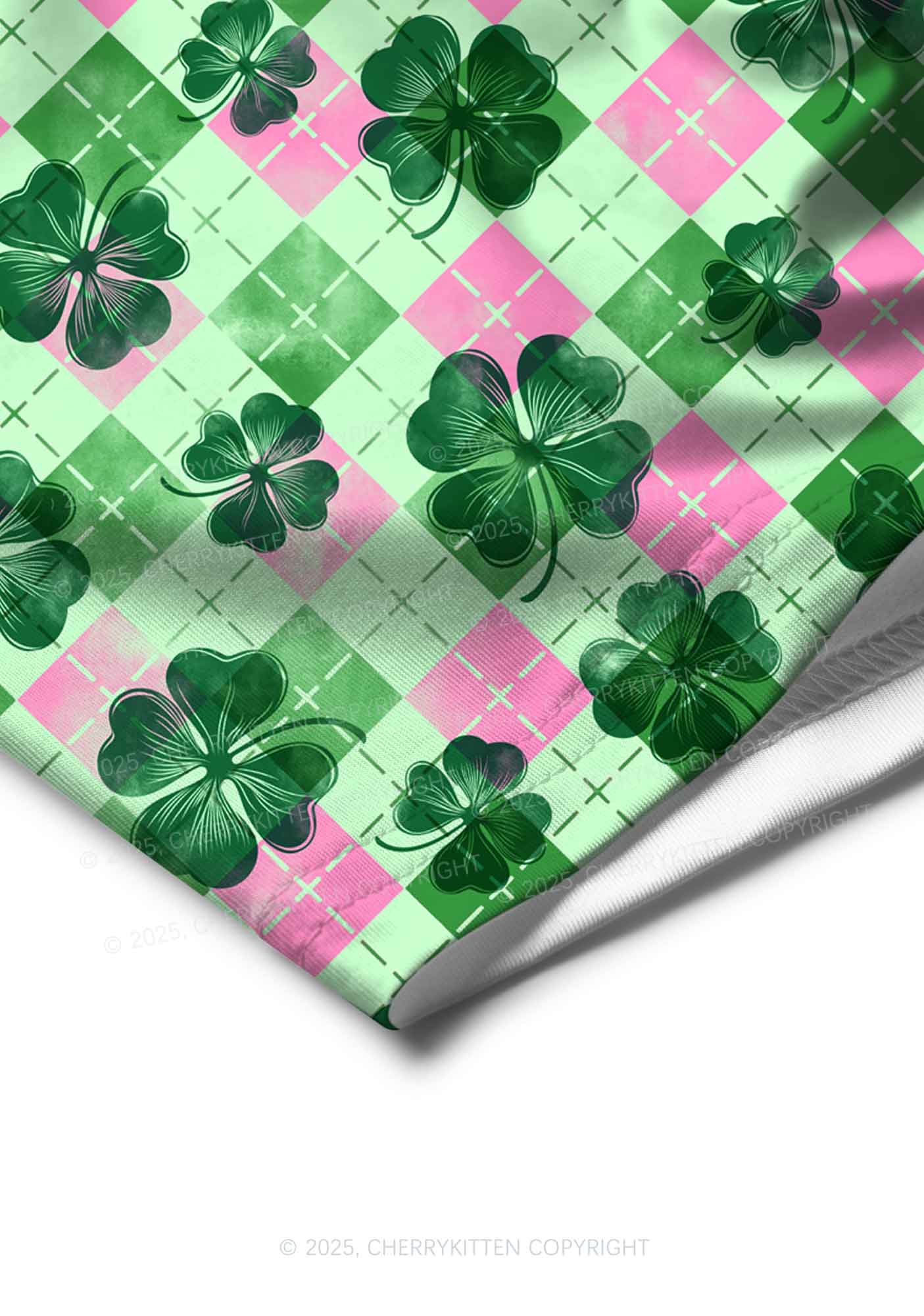 Four Leaf Clover Pink Plaid St Patricks Y2K Print Men Boxer Briefs Cherrykitten - Image 4