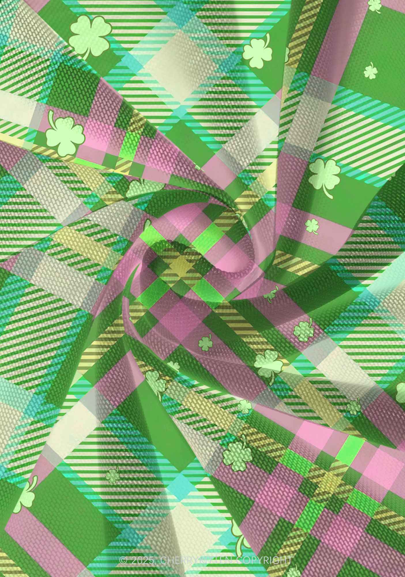 Four Leaf Clover Plaid St Patricks Y2K Print Mini Layered Skirt Cherrykitten - Image 3
