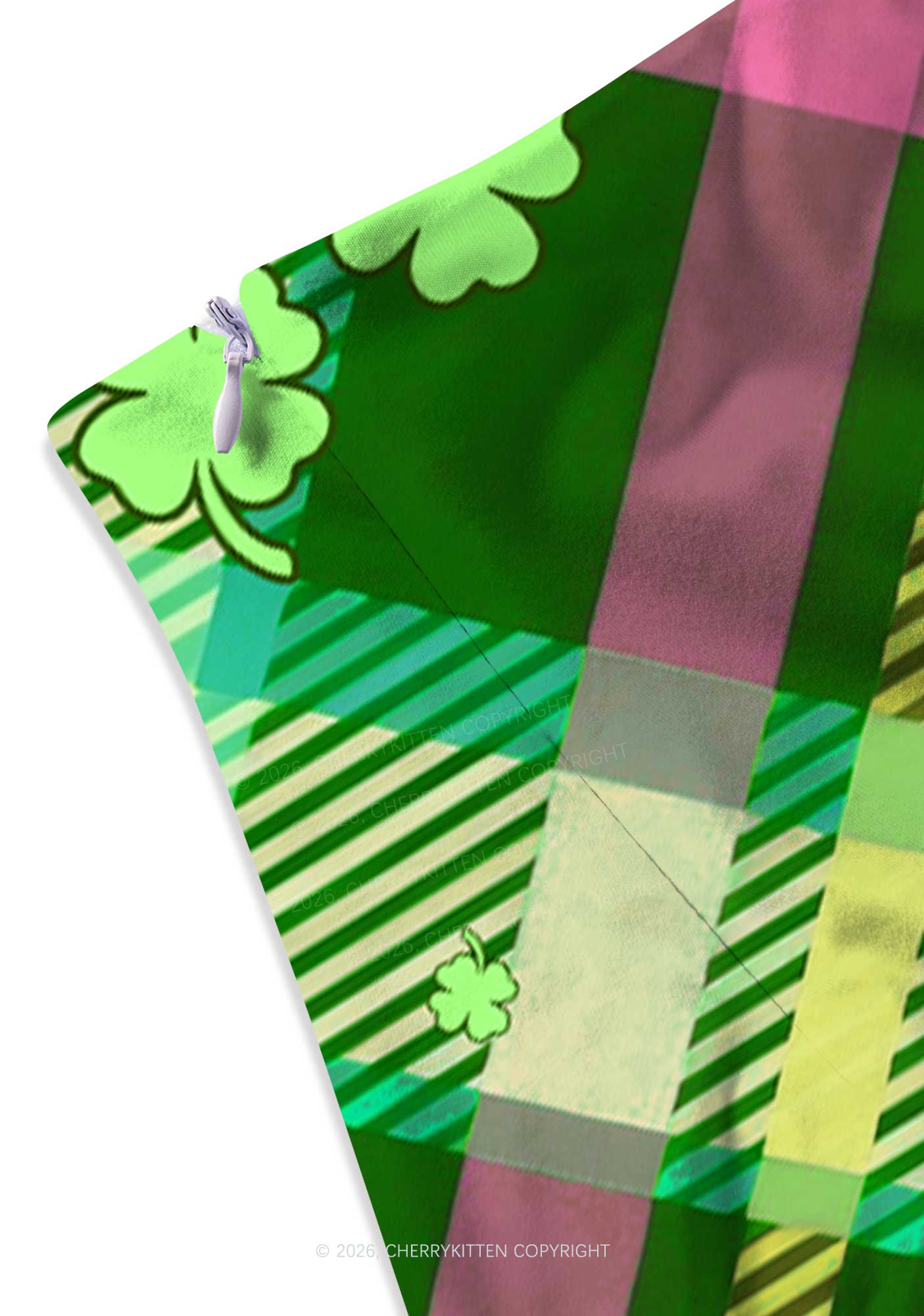 Four Leaf Clover Plaid St Patricks Y2K Print Mini Skirt Cherrykitten - Image 3