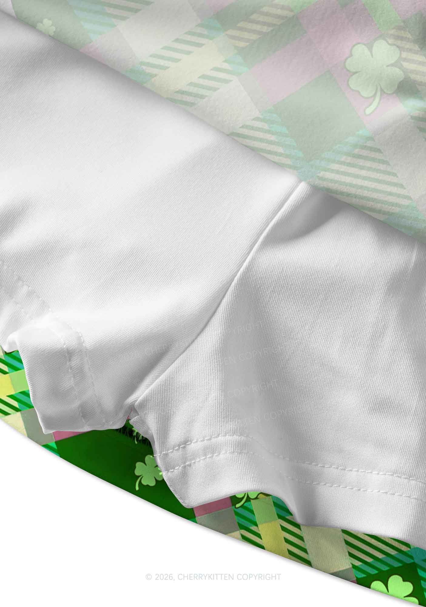 Four Leaf Clover Plaid St Patricks Y2K Print Mini Skirt Cherrykitten - Image 4