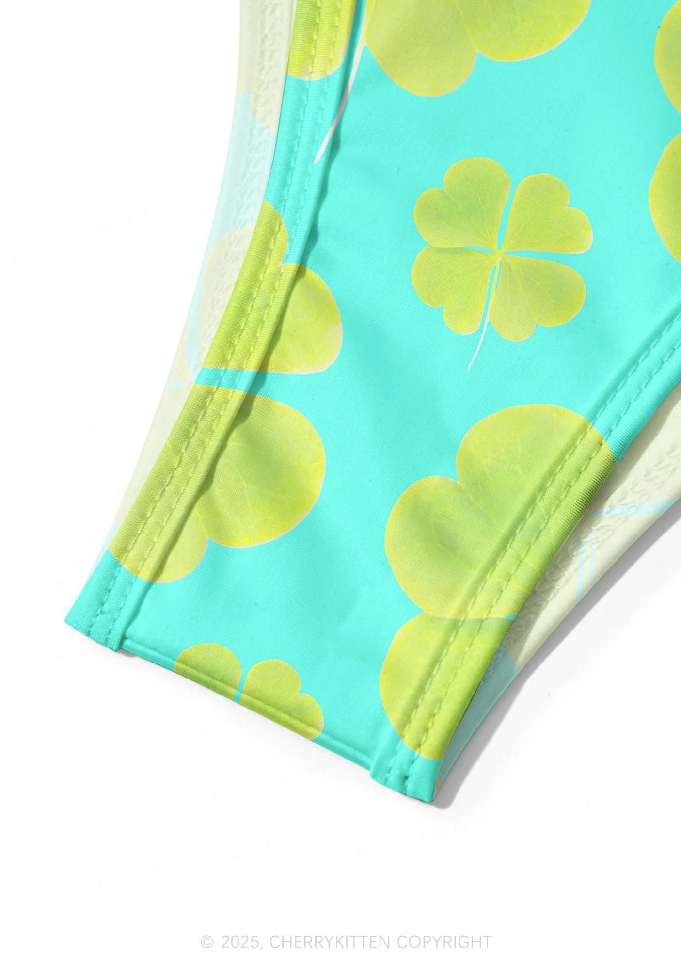 Green Four Leaf Clover Y2K Print Bikini Set Cherrykitten - Image 3