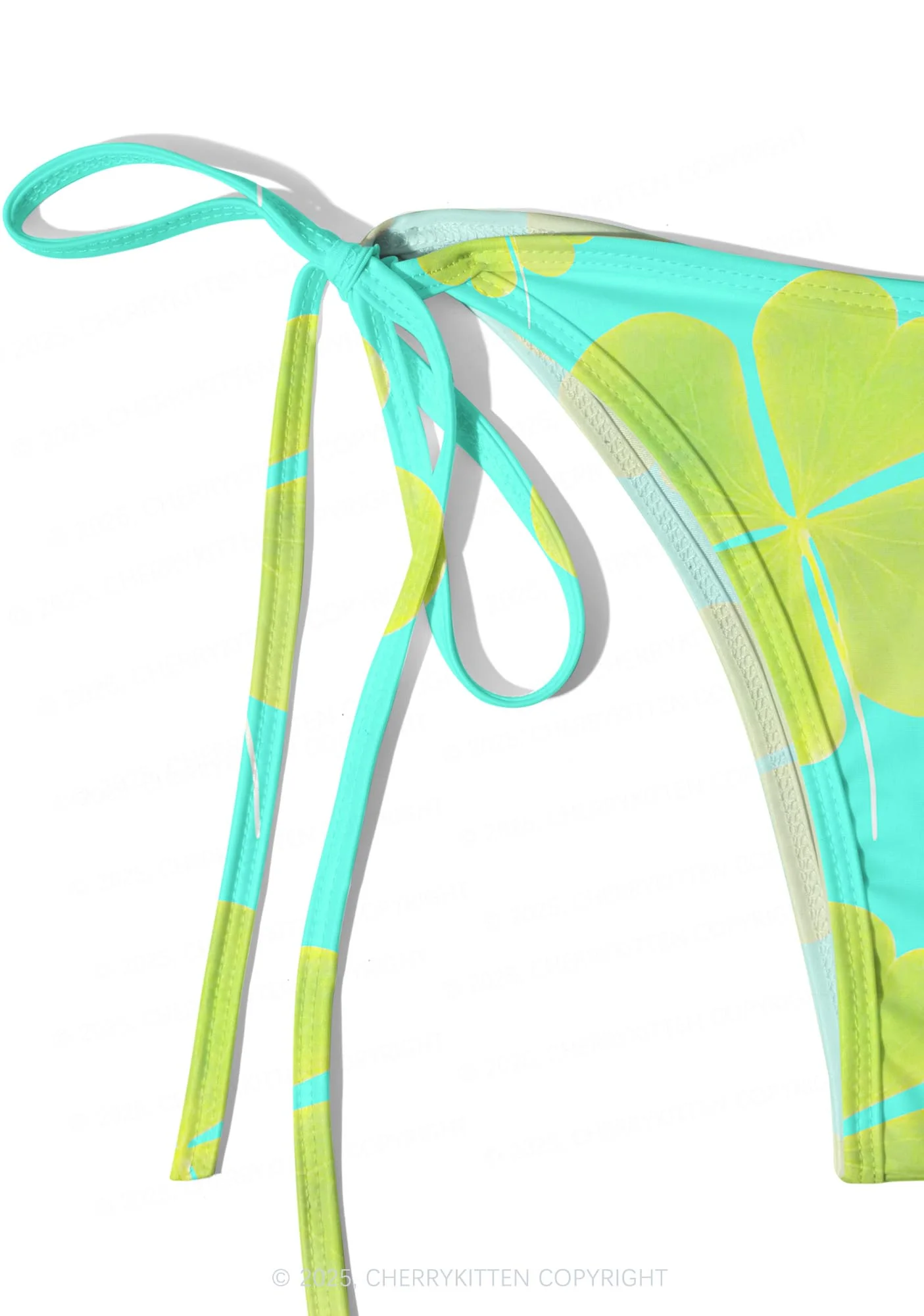 Green Four Leaf Clover Y2K Print Bikini Set Cherrykitten - Image 4