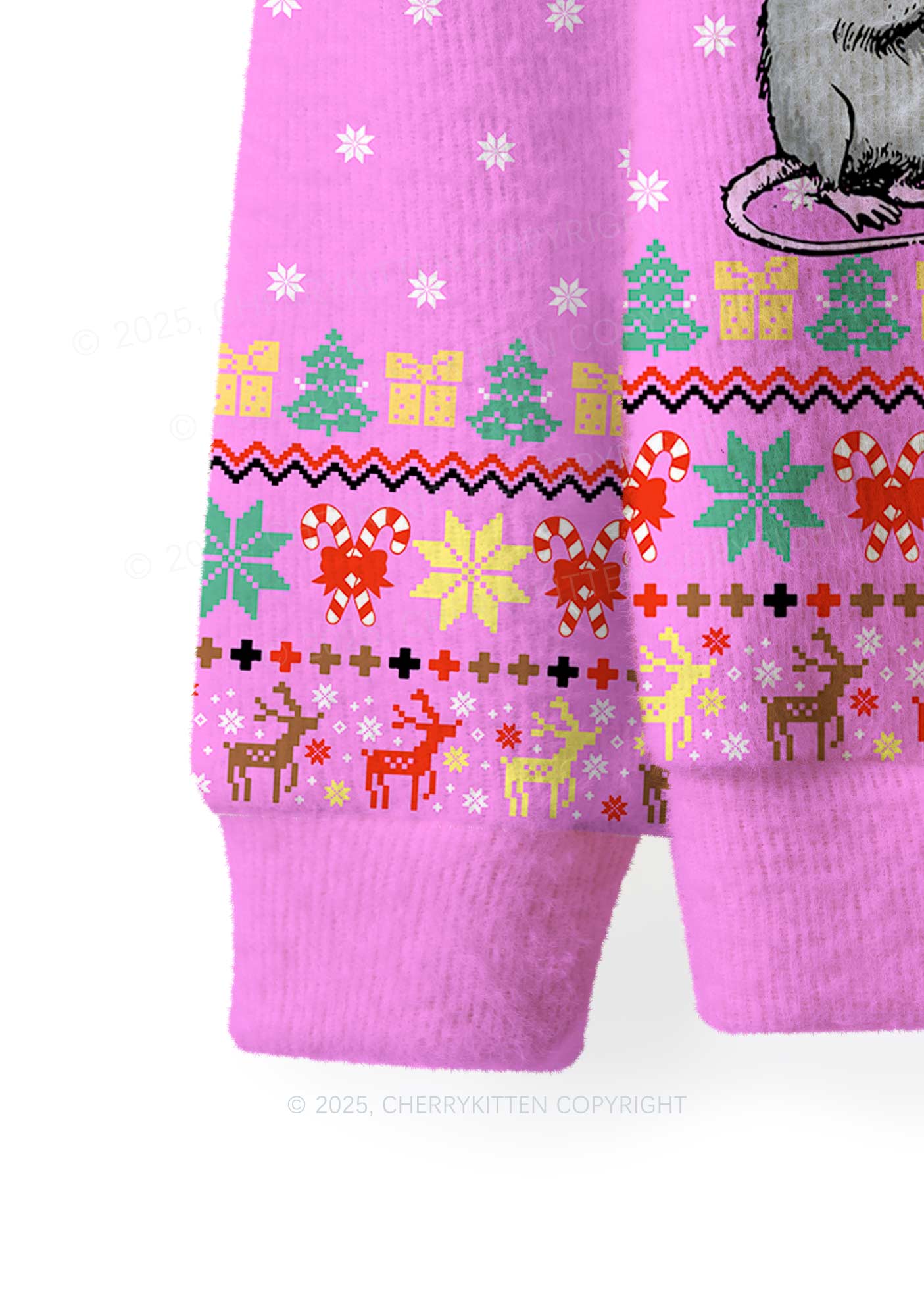 Four Rats Y2K Christmas Knit Sweatshirt Cherrykitten - Image 4