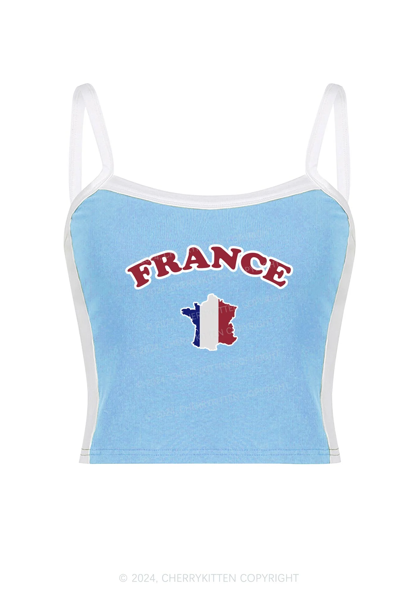 France Y2K Color Block Crop Cami Top Cherrykitten - Image 3