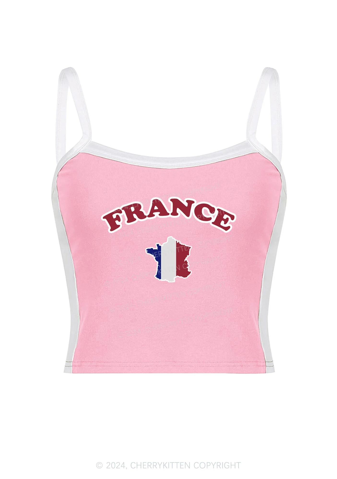 France Y2K Color Block Crop Cami Top Cherrykitten - Image 4
