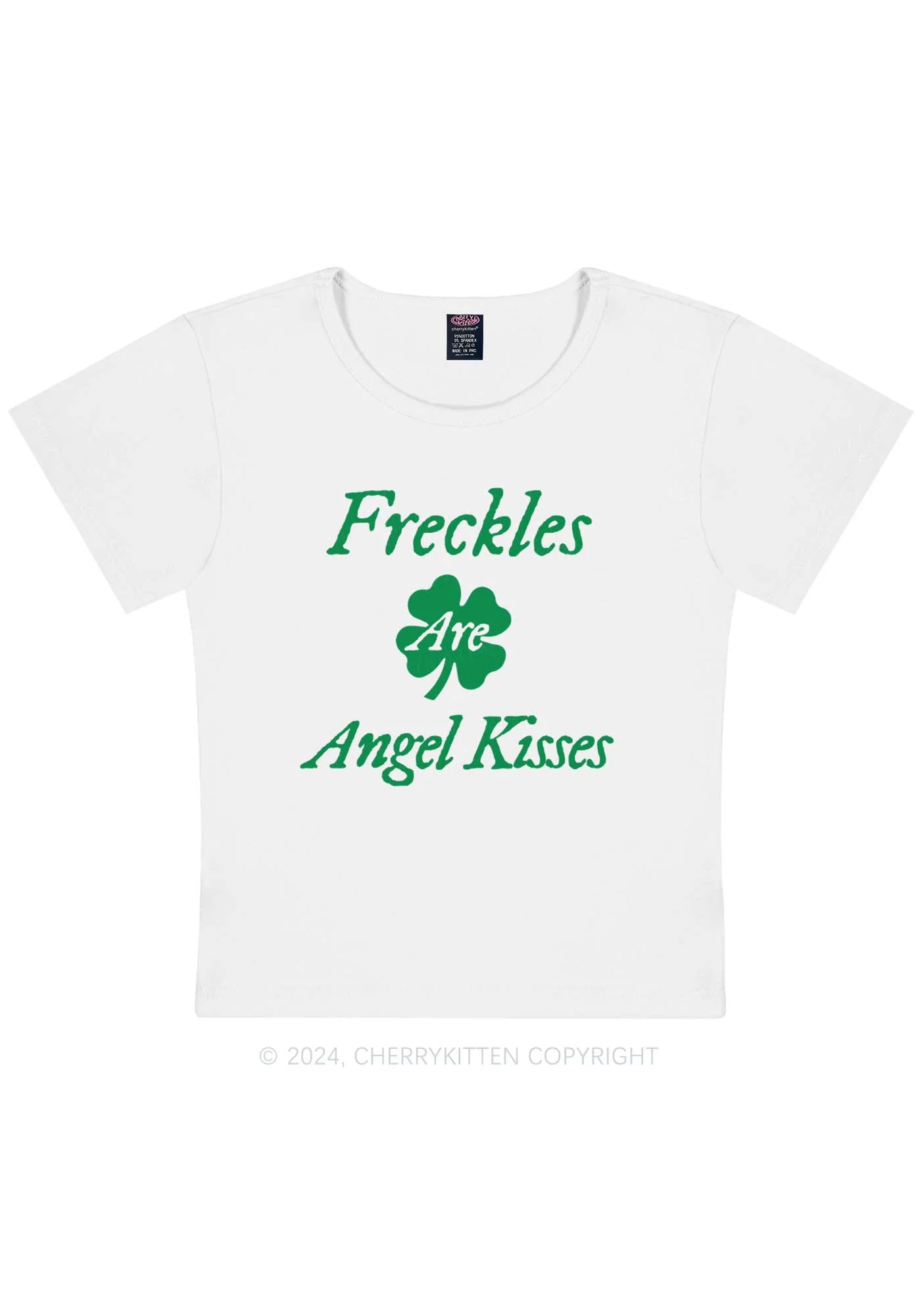 Freckles Are Angel Kisses St Patricks Y2K Baby Tee Cherrykitten - Image 4