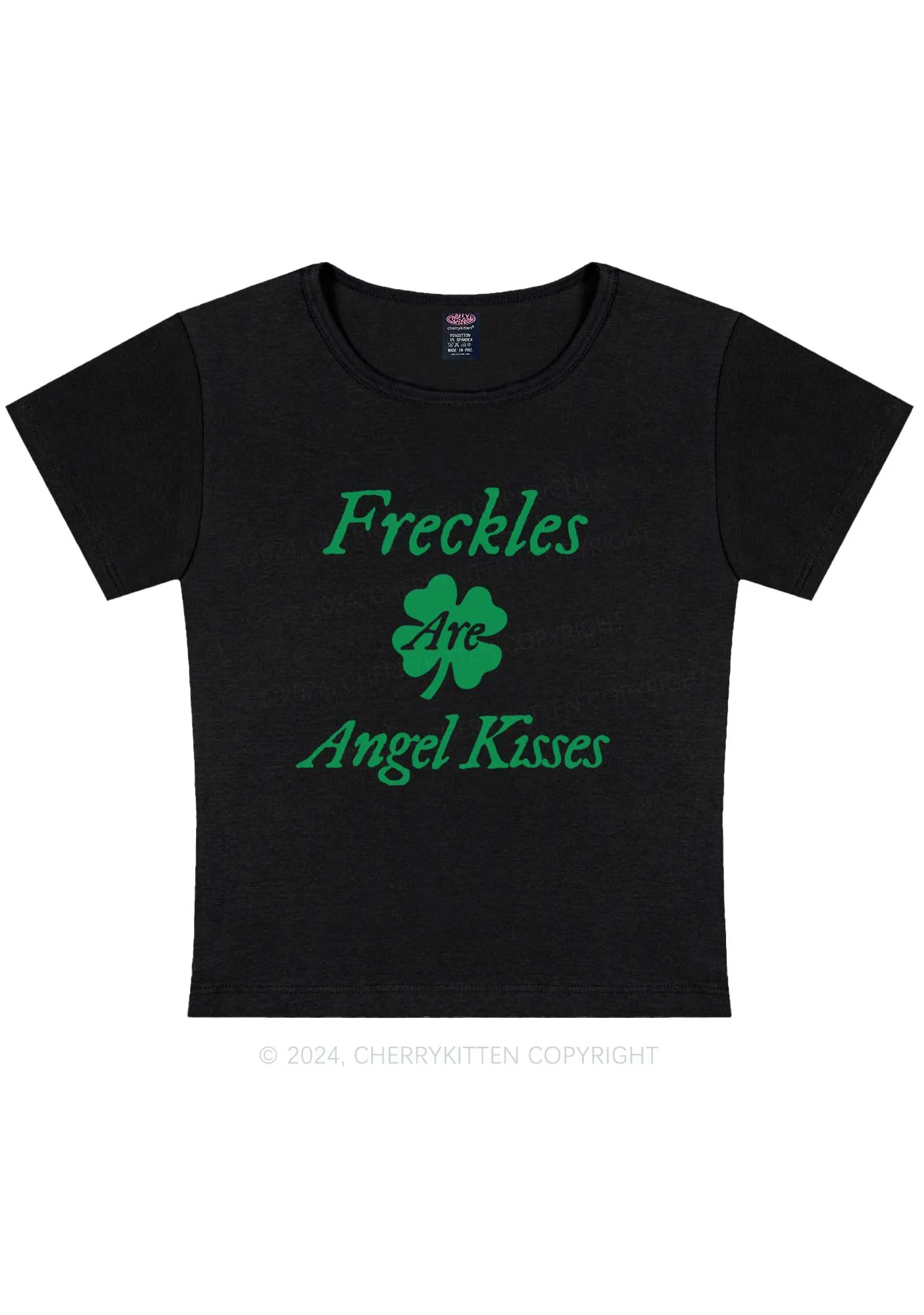Freckles Are Angel Kisses St Patricks Y2K Baby Tee Cherrykitten - Image 5