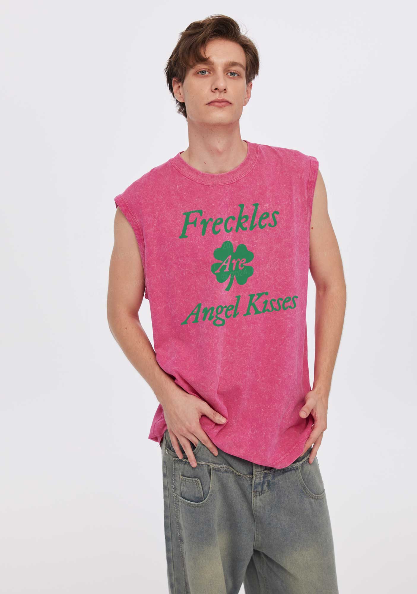 Freckles Are Angel Kisses St Patricks Y2K Washed Tank Cherrykitten - Image 3