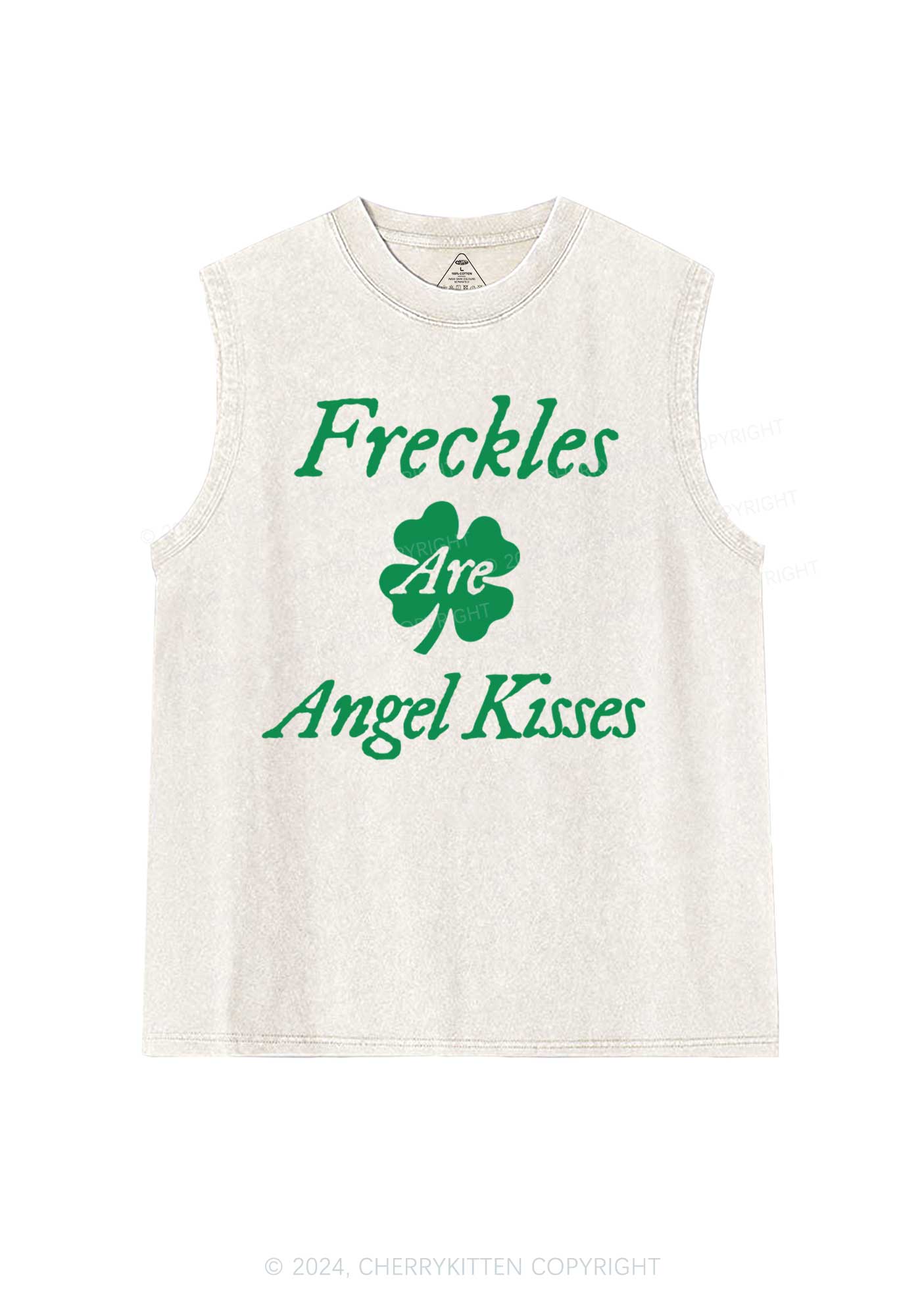 Freckles Are Angel Kisses St Patricks Y2K Washed Tank Cherrykitten - Image 4