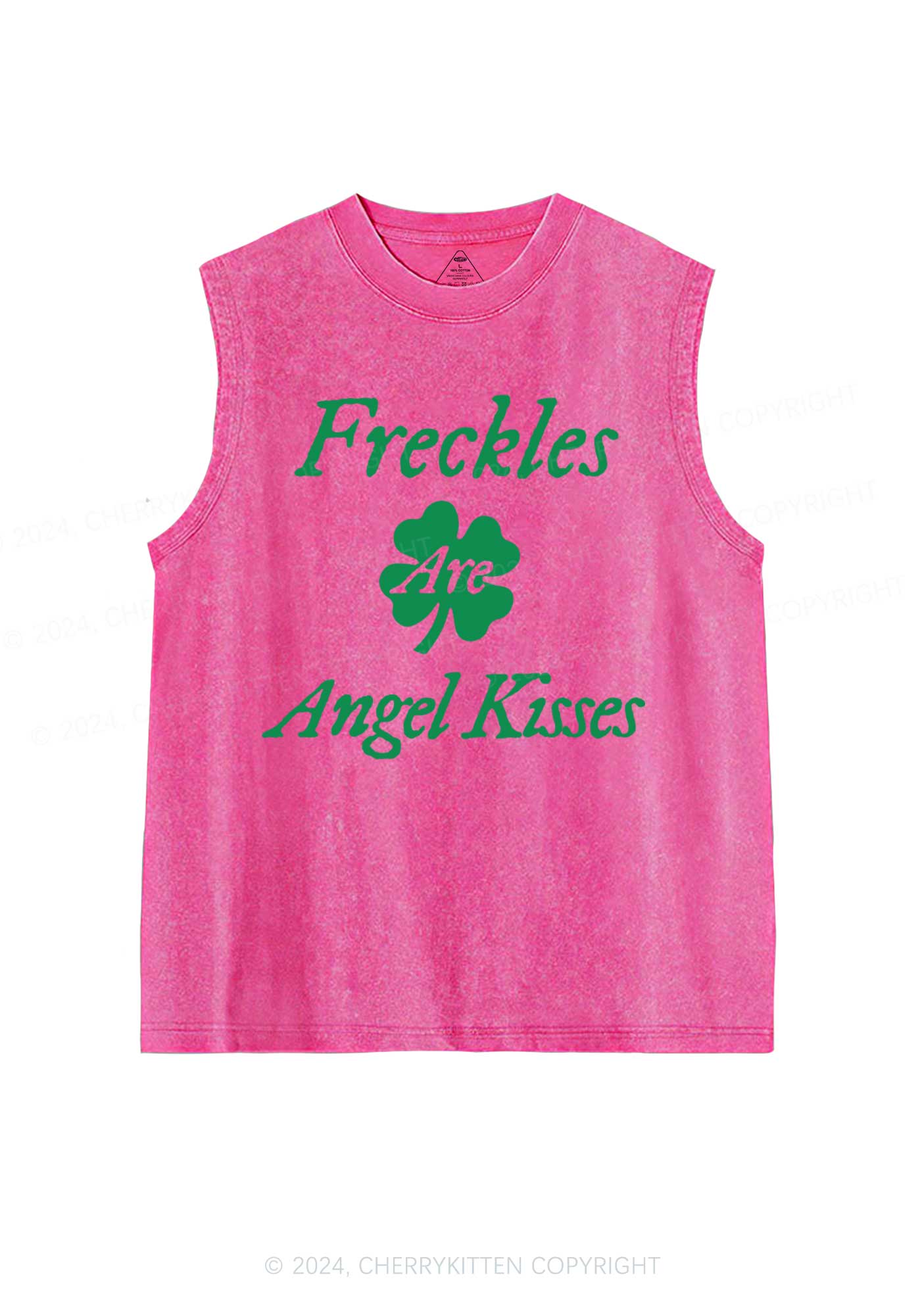 Freckles Are Angel Kisses St Patricks Y2K Washed Tank Cherrykitten - Image 5