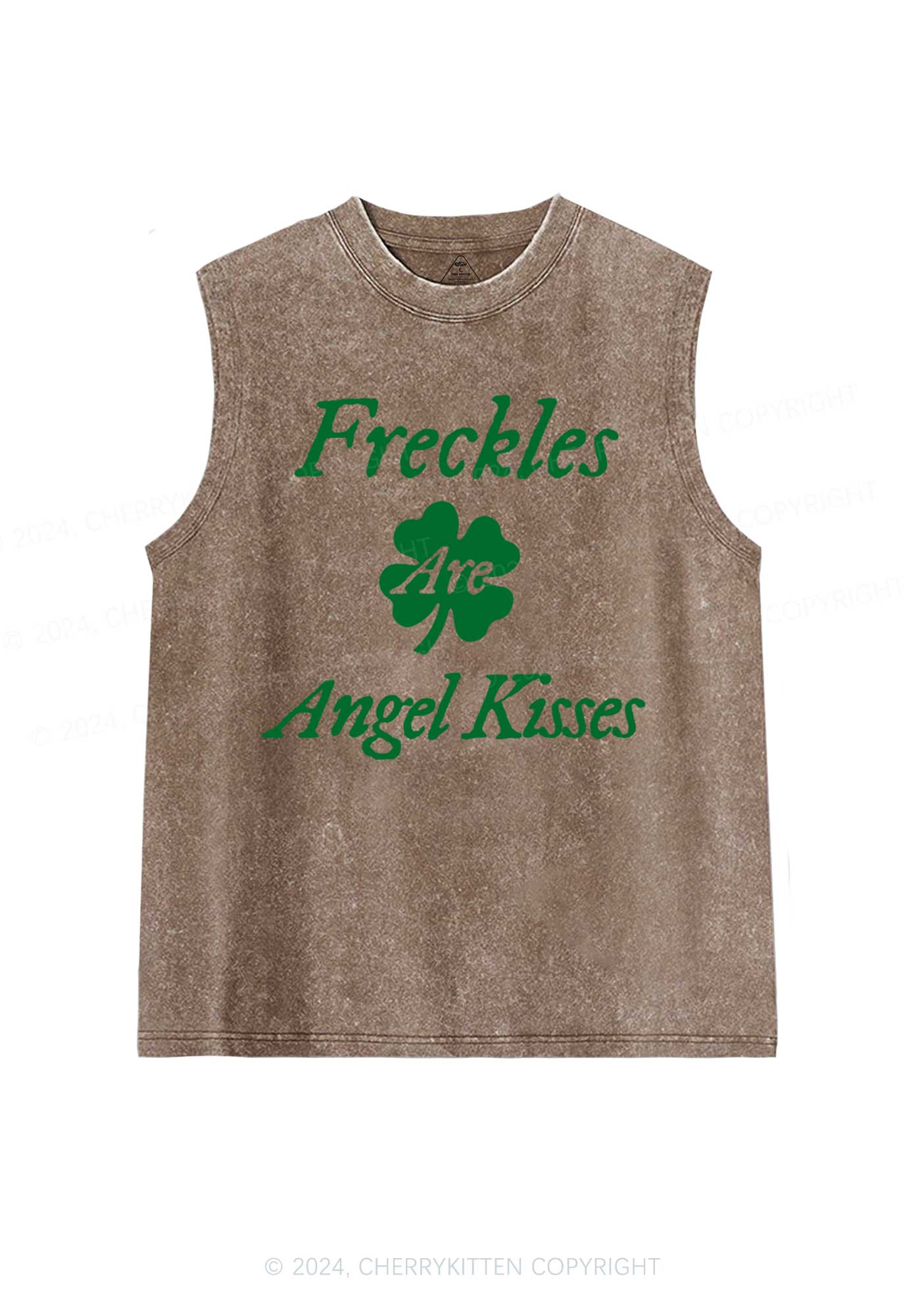 Freckles Are Angel Kisses St Patricks Y2K Washed Tank Cherrykitten - Image 6