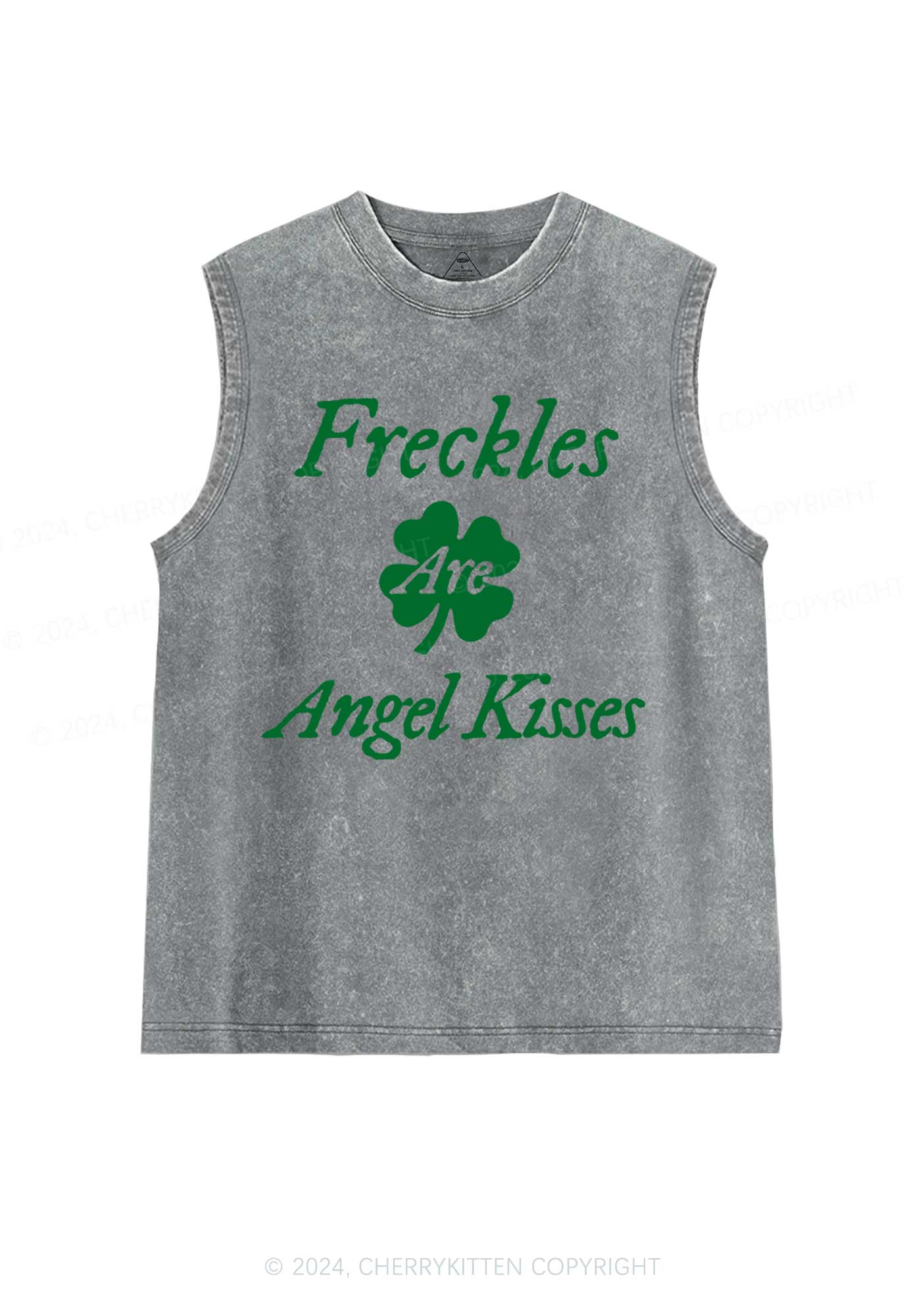 Freckles Are Angel Kisses St Patricks Y2K Washed Tank Cherrykitten - Image 7