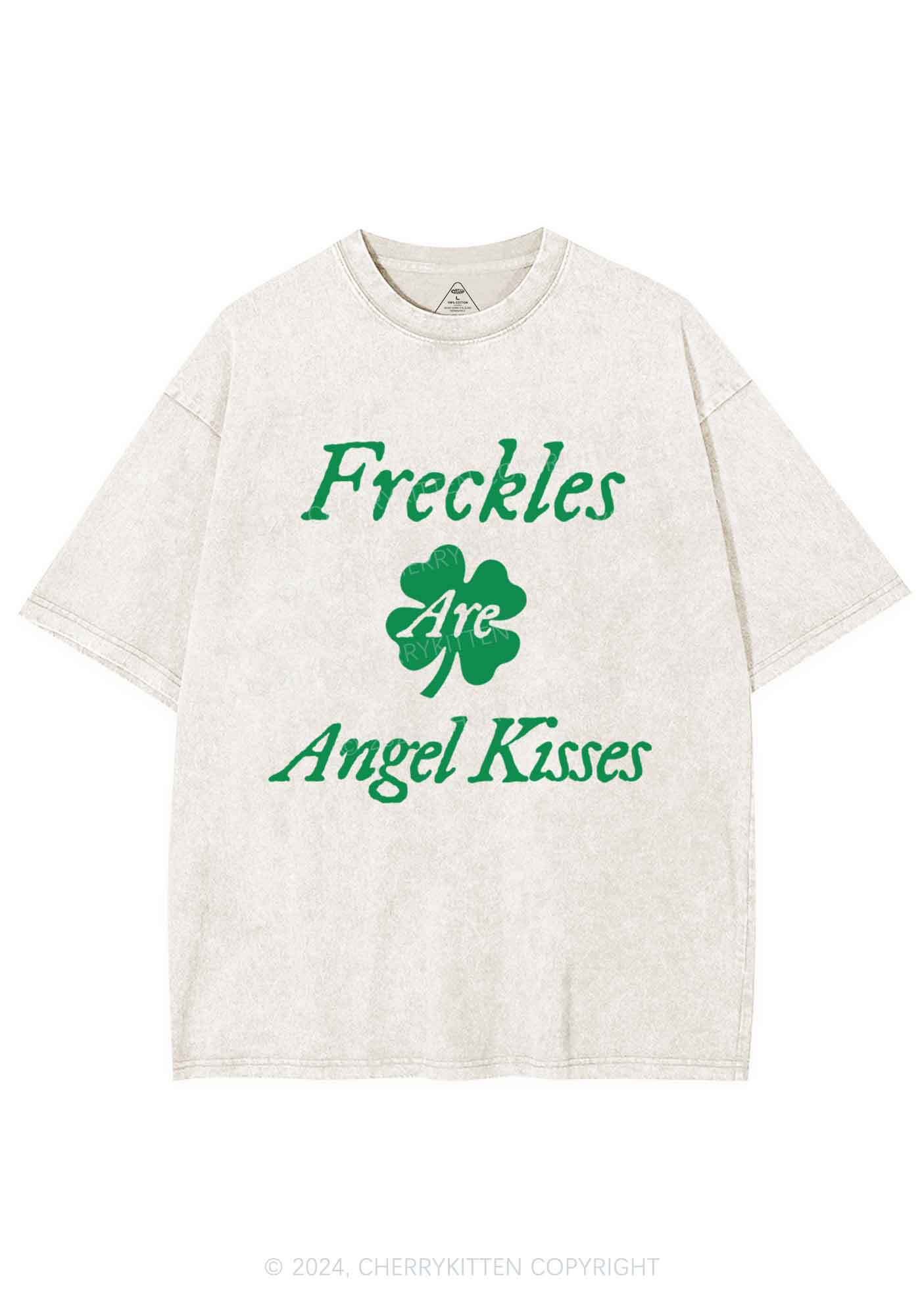 Freckles Are Angel Kisses St Patricks Y2K Washed Tee Cherrykitten - Image 6