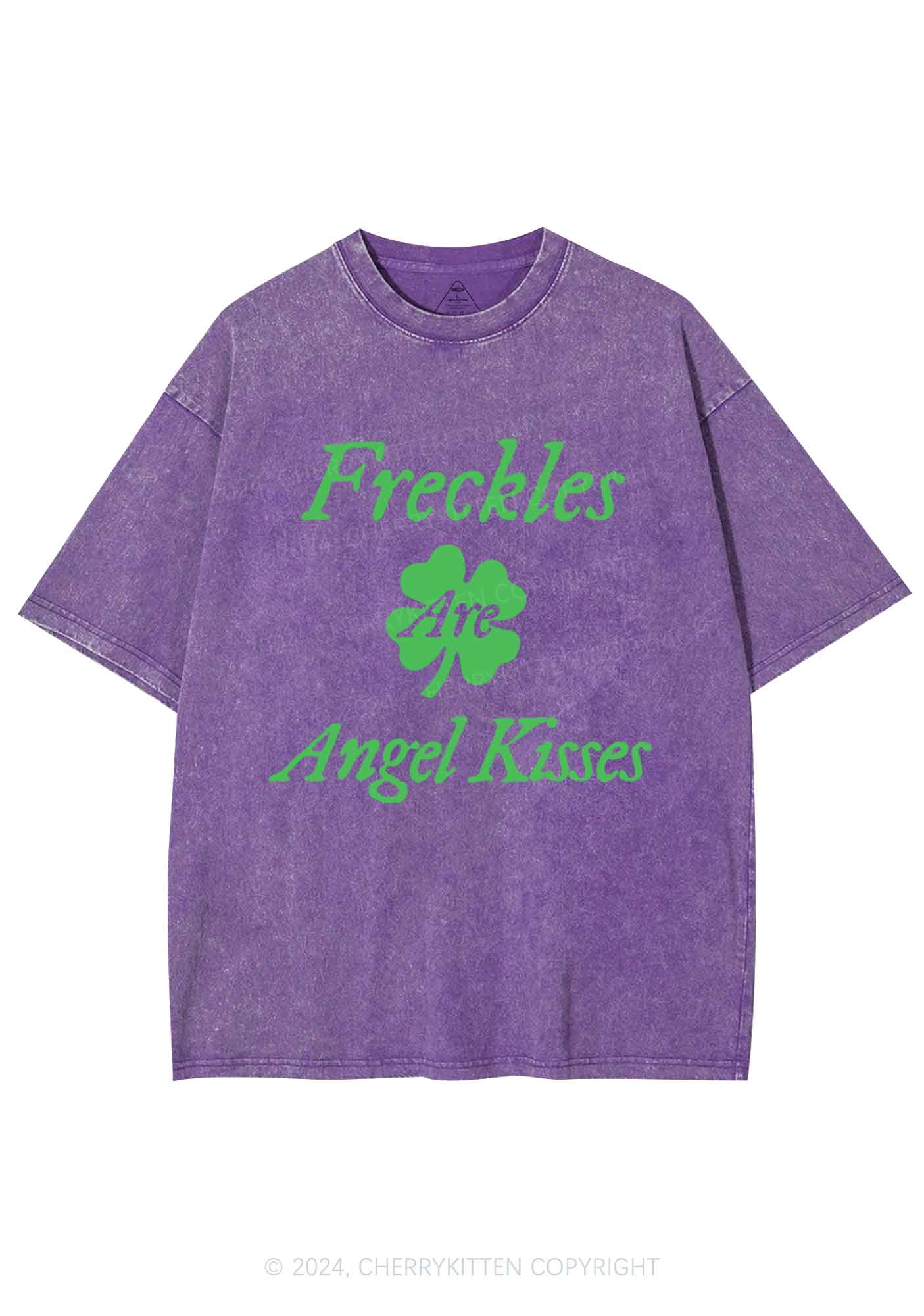 Freckles Are Angel Kisses St Patricks Y2K Washed Tee Cherrykitten - Image 8