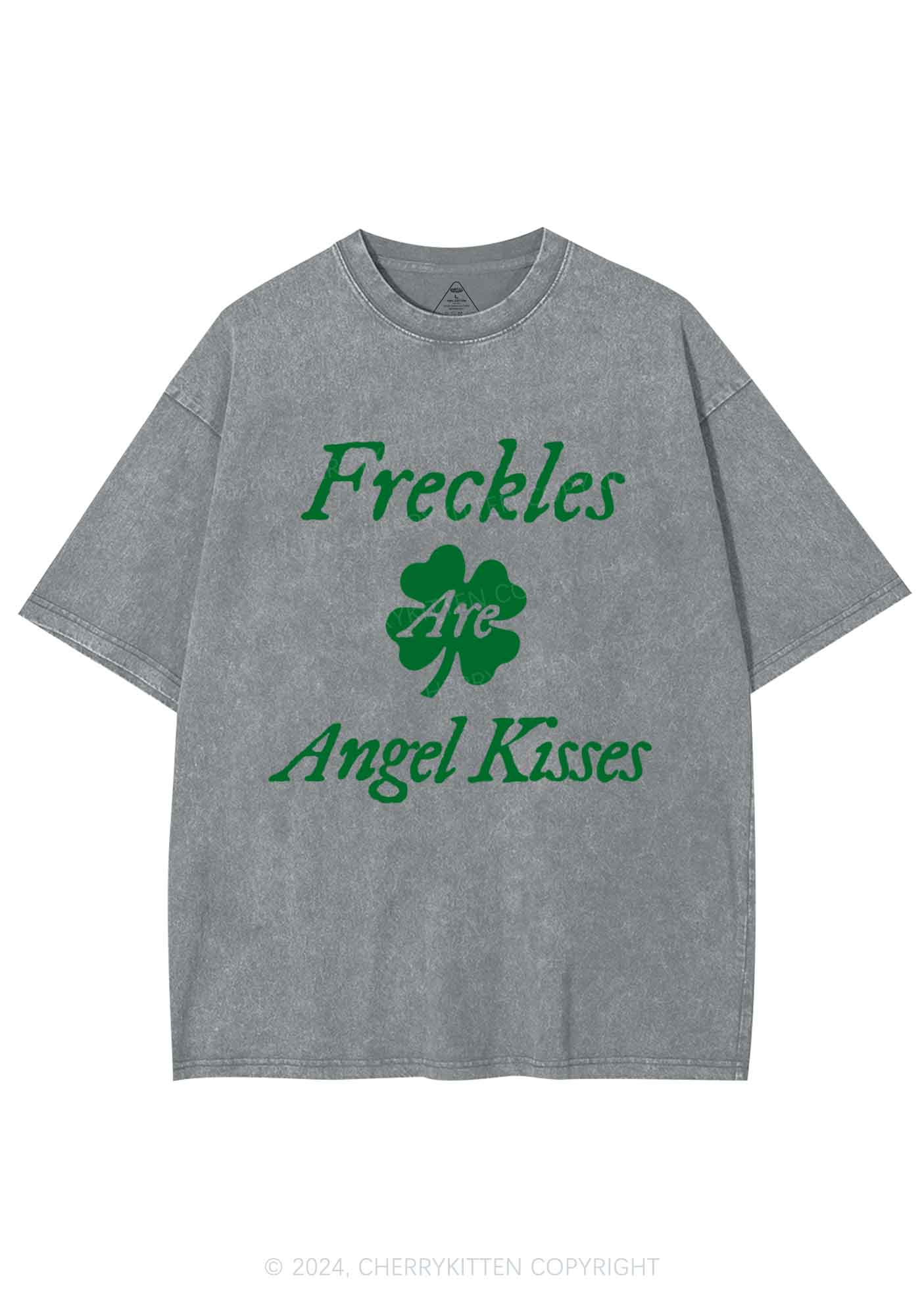 Freckles Are Angel Kisses St Patricks Y2K Washed Tee Cherrykitten - Image 9