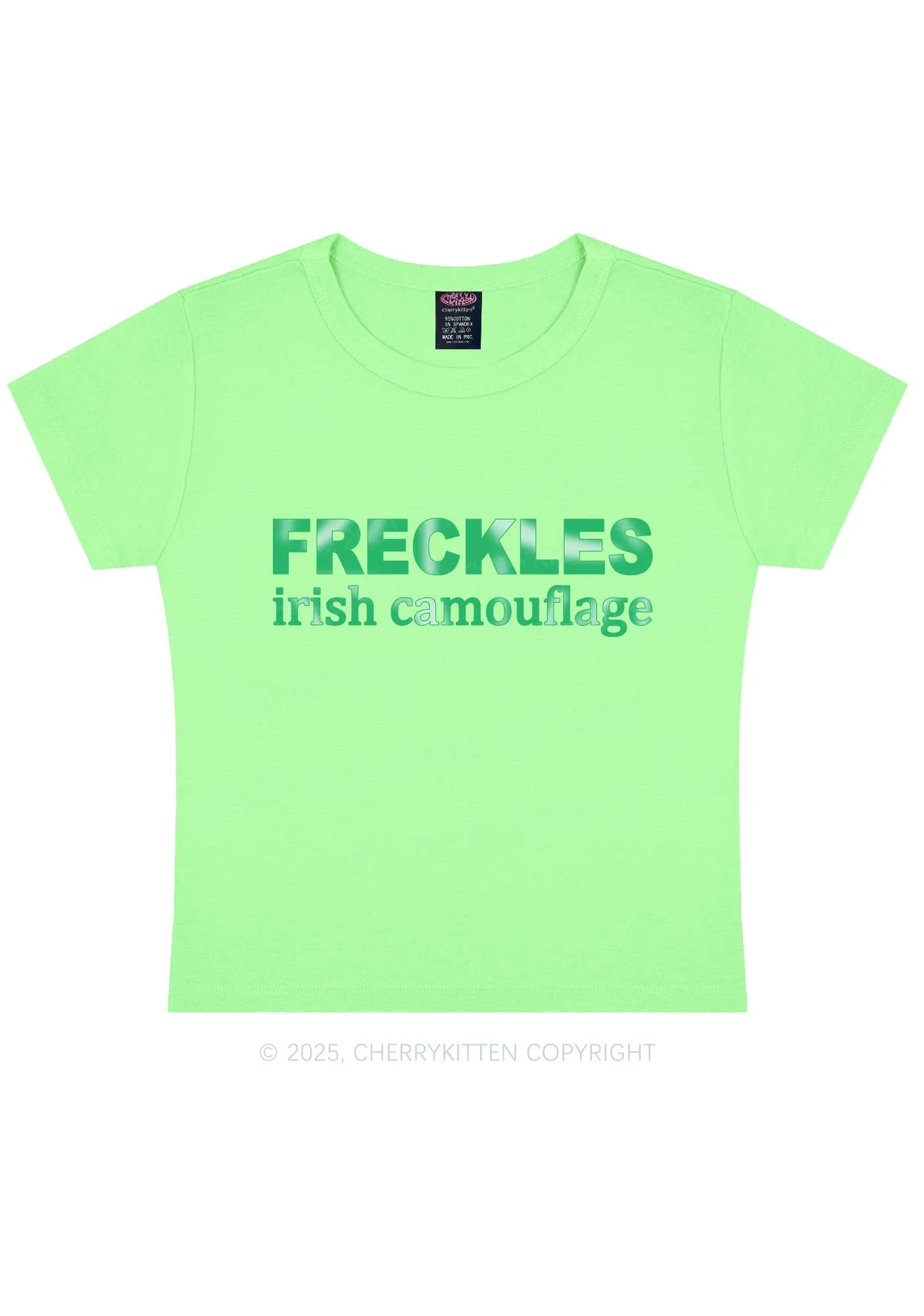 Freckles Irish Camouflage St Patricks Y2K Baby Tee Cherrykitten - Image 10