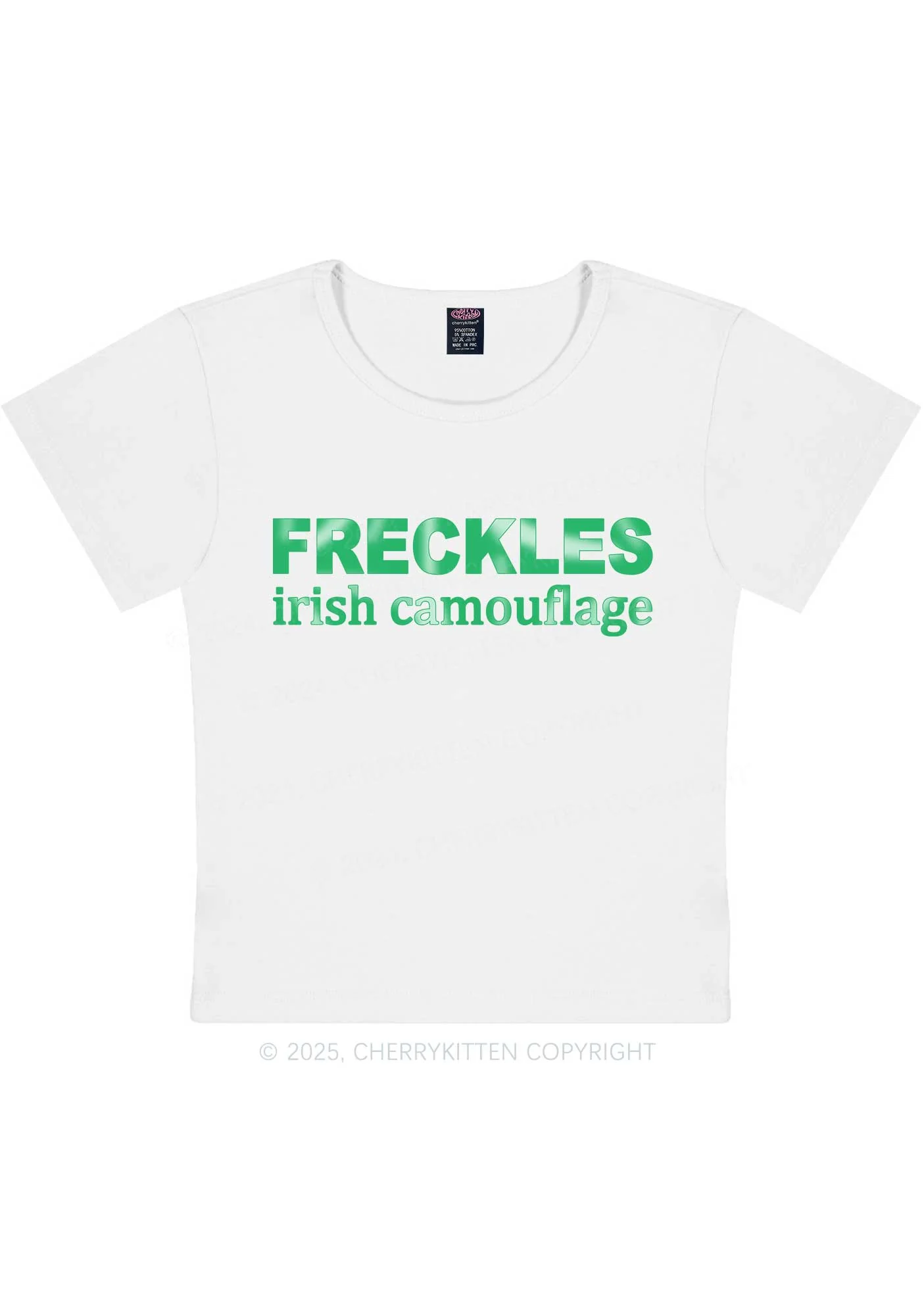 Freckles Irish Camouflage St Patricks Y2K Baby Tee Cherrykitten - Image 4