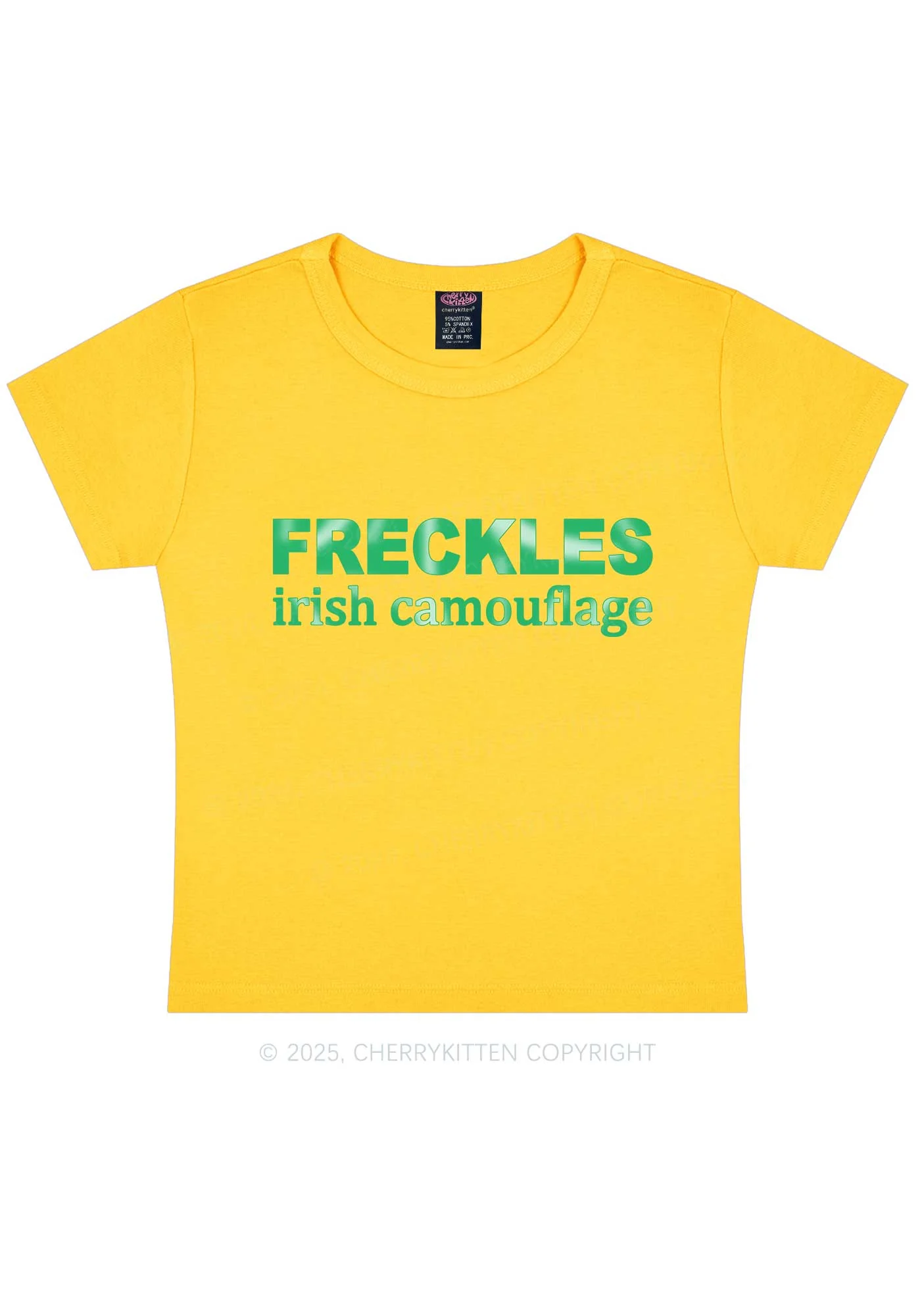 Freckles Irish Camouflage St Patricks Y2K Baby Tee Cherrykitten - Image 5