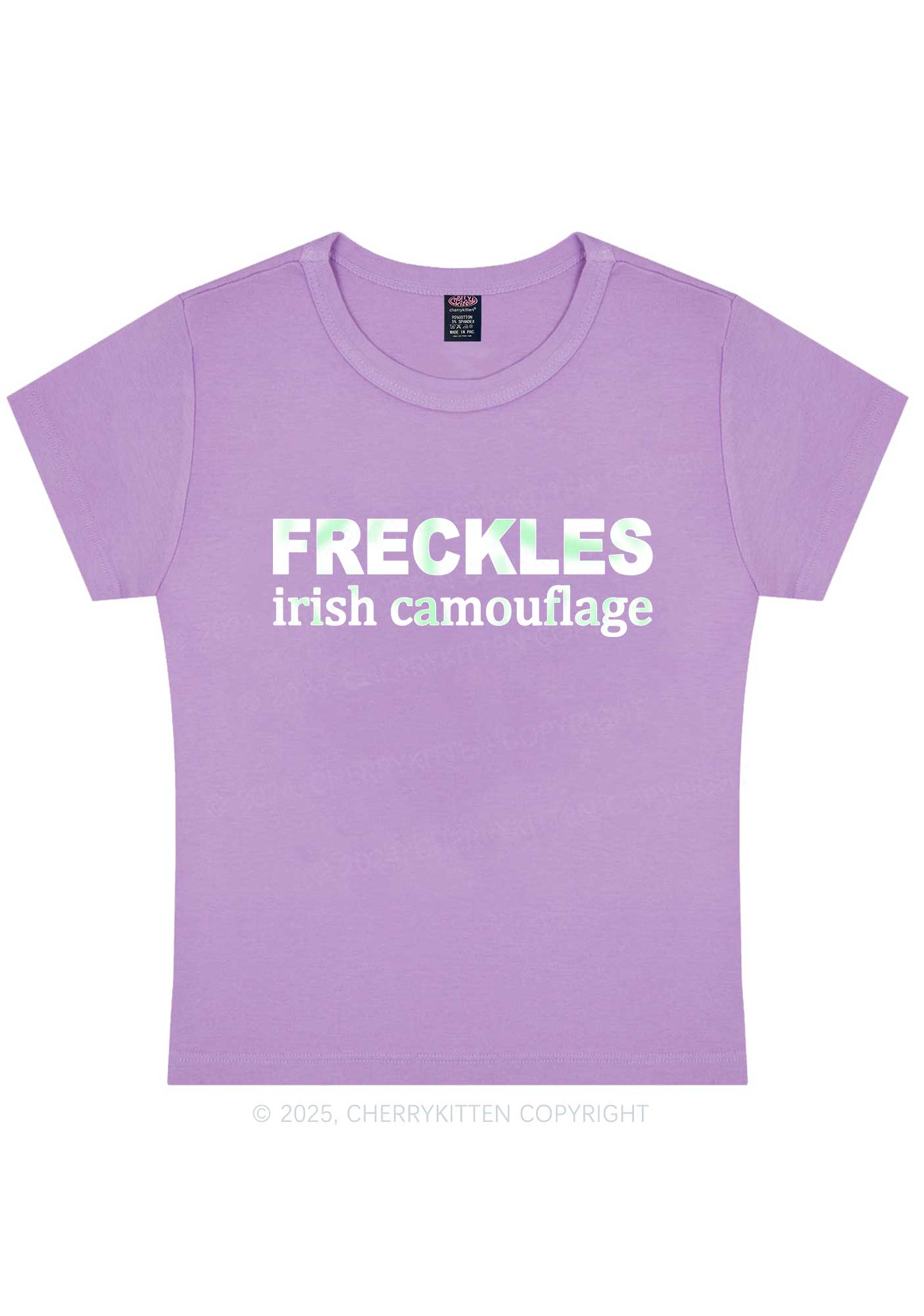 Freckles Irish Camouflage St Patricks Y2K Baby Tee Cherrykitten - Image 6