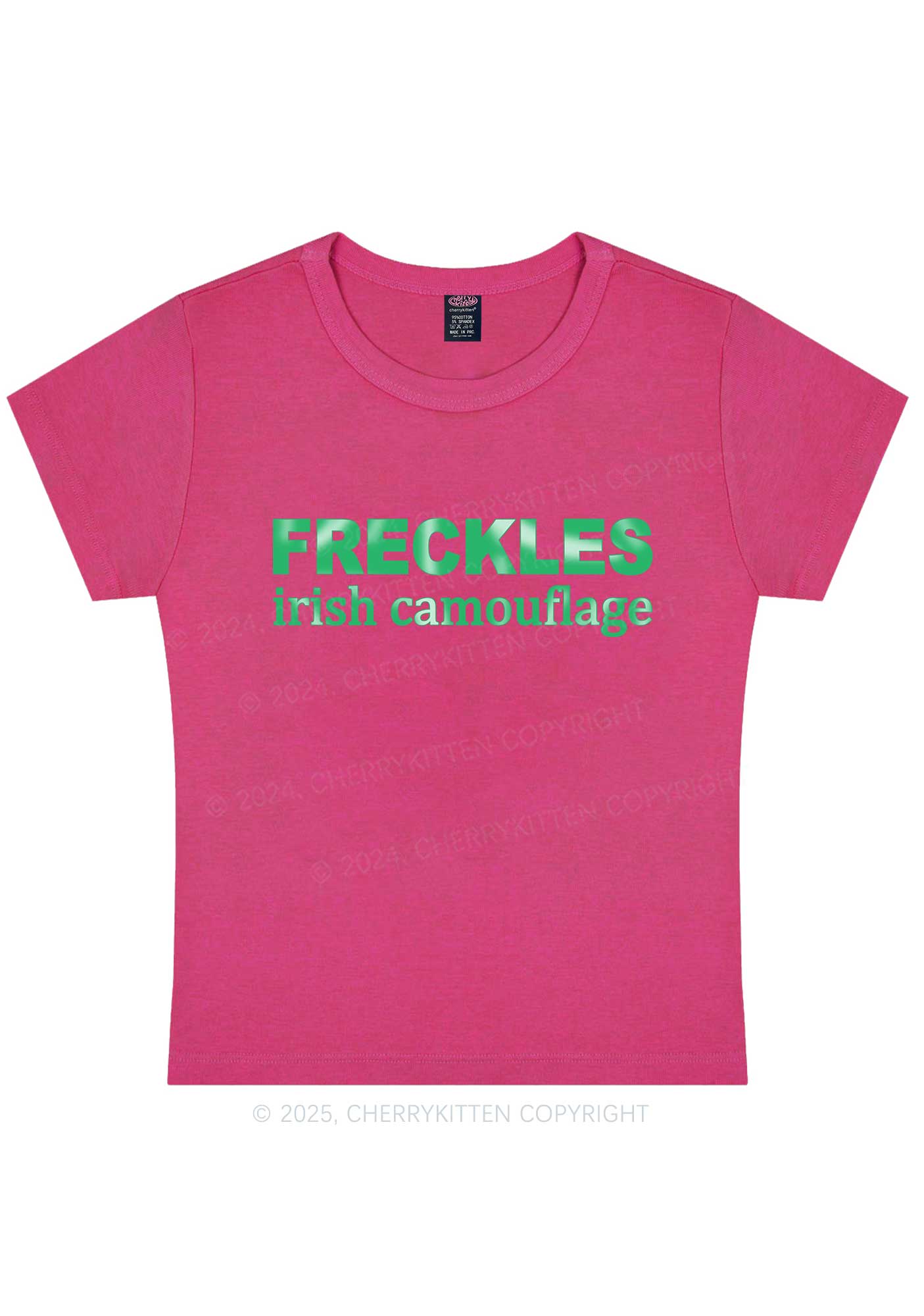 Freckles Irish Camouflage St Patricks Y2K Baby Tee Cherrykitten - Image 7