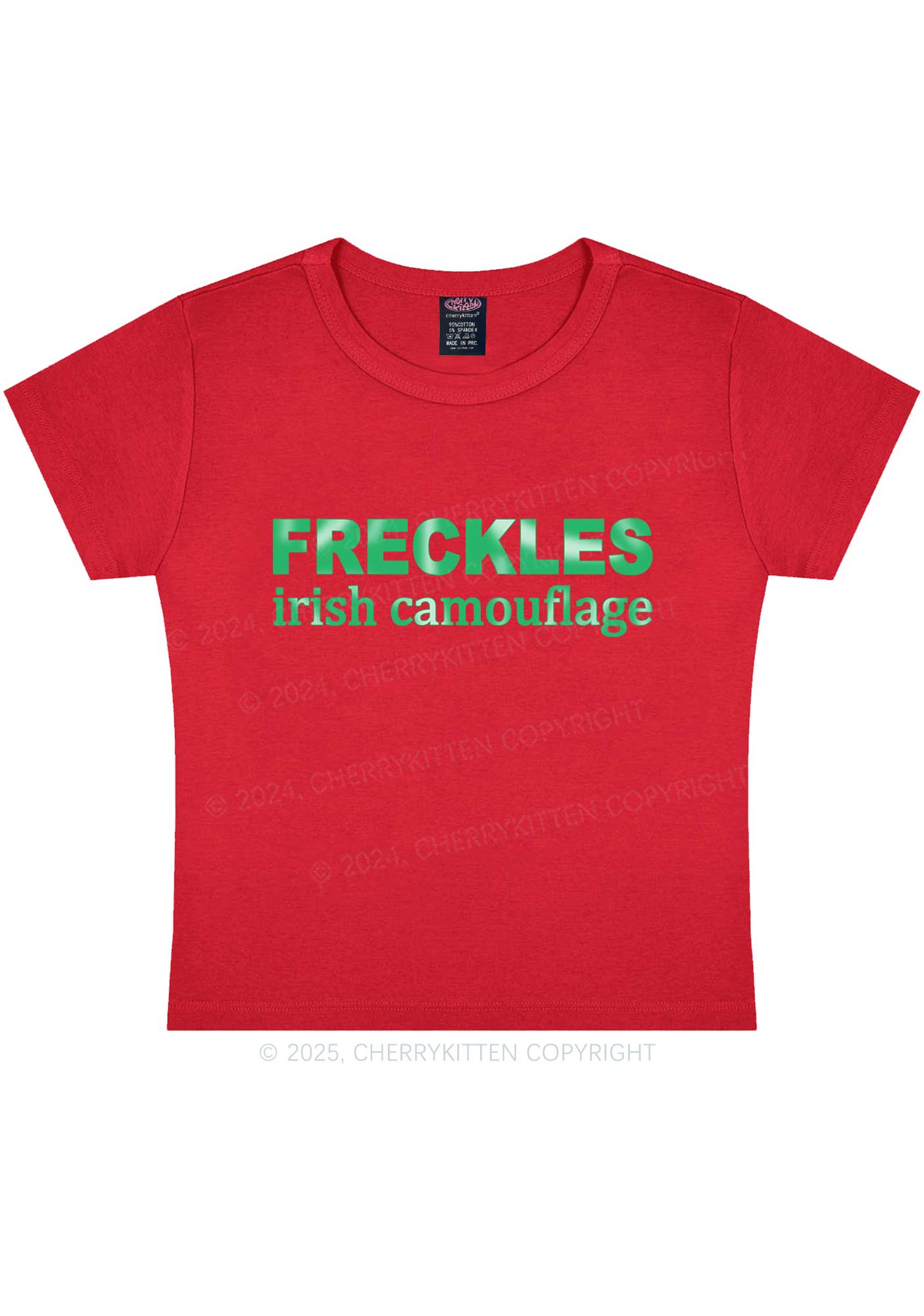 Freckles Irish Camouflage St Patricks Y2K Baby Tee Cherrykitten - Image 8