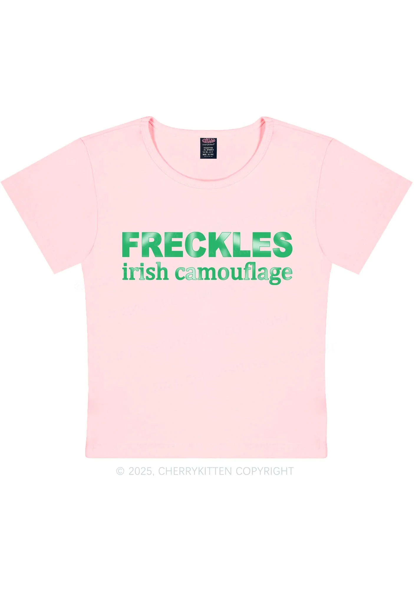 Freckles Irish Camouflage St Patricks Y2K Baby Tee Cherrykitten - Image 9