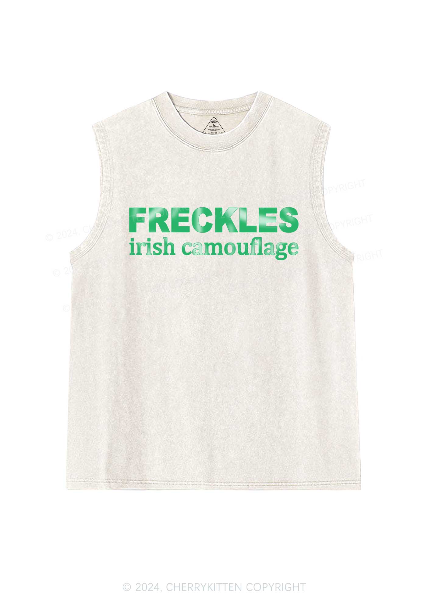 Freckles Irish Camouflage St Patricks Y2K Washed Tank Cherrykitten - Image 3