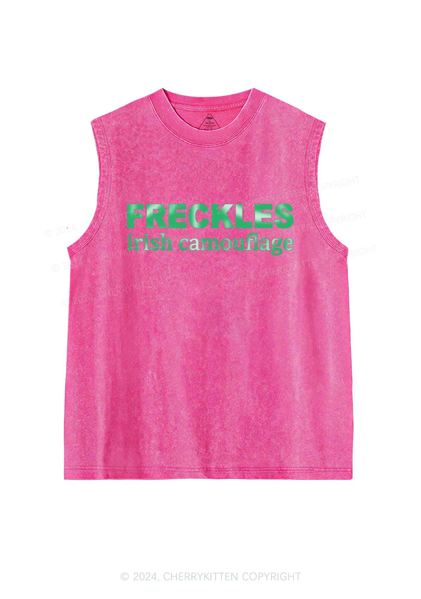 Freckles Irish Camouflage St Patricks Y2K Washed Tank Cherrykitten - Image 4