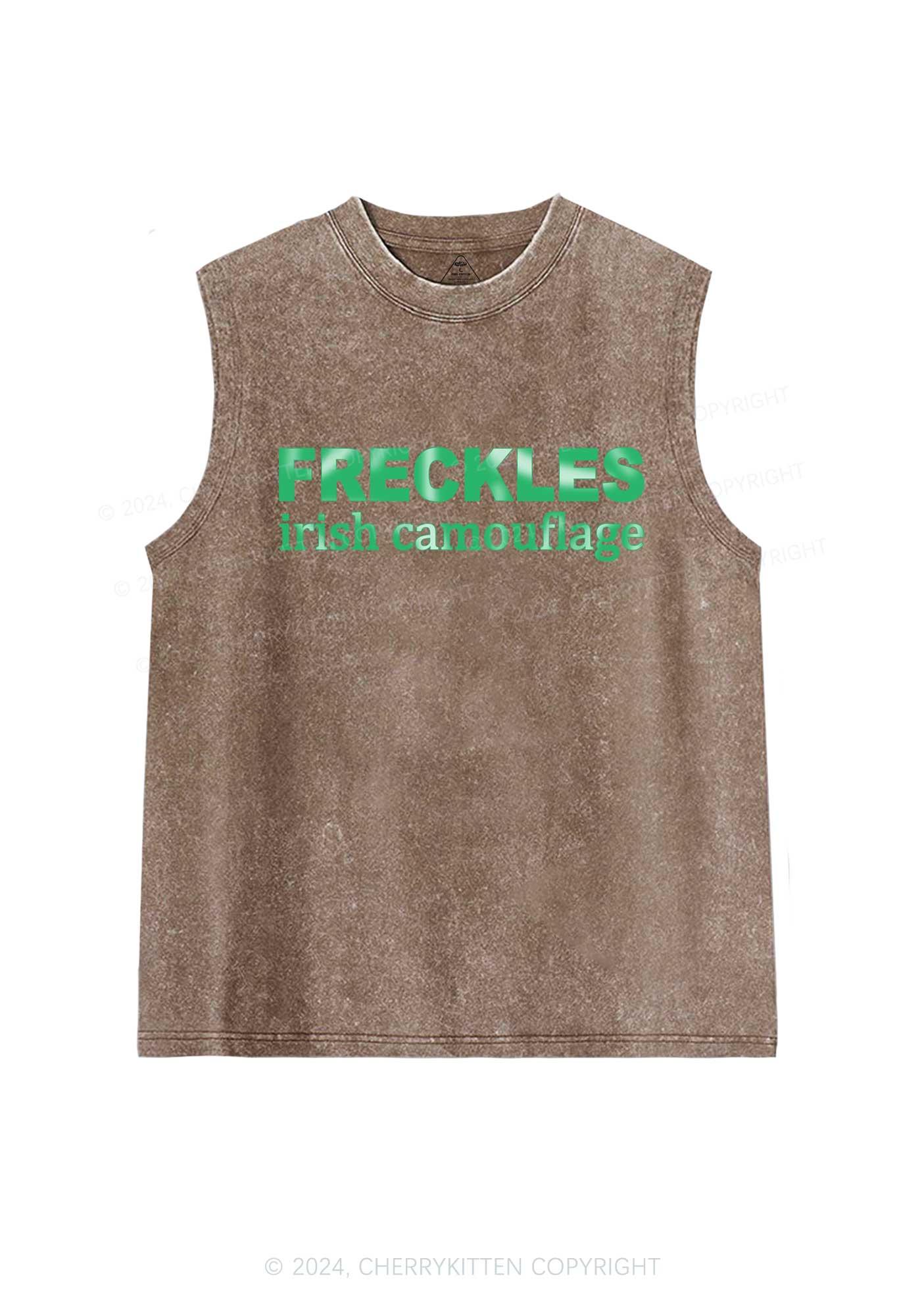 Freckles Irish Camouflage St Patricks Y2K Washed Tank Cherrykitten - Image 5