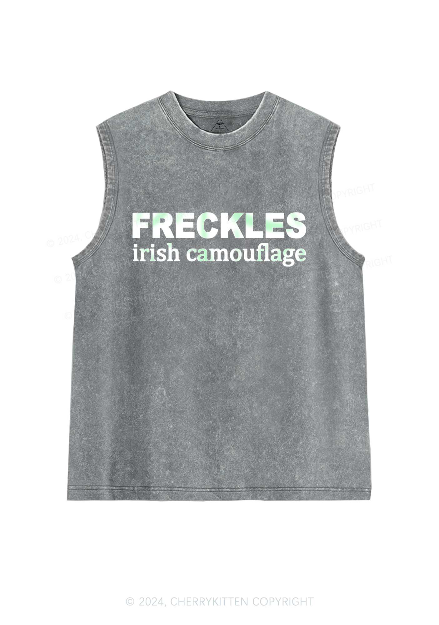 Freckles Irish Camouflage St Patricks Y2K Washed Tank Cherrykitten - Image 6