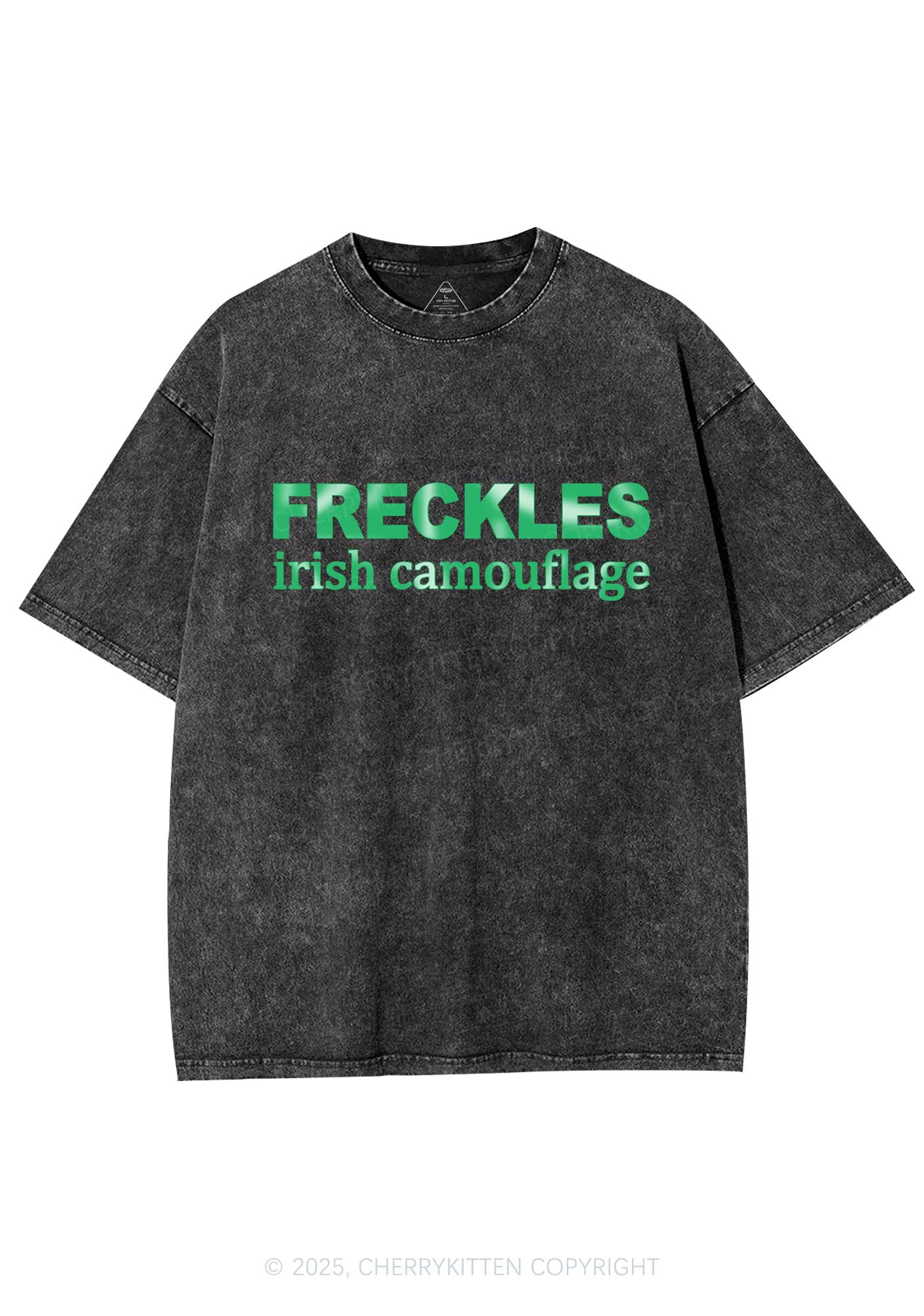 Freckles Irish Camouflage St Patricks Y2K Washed Tee Cherrykitten - Image 4