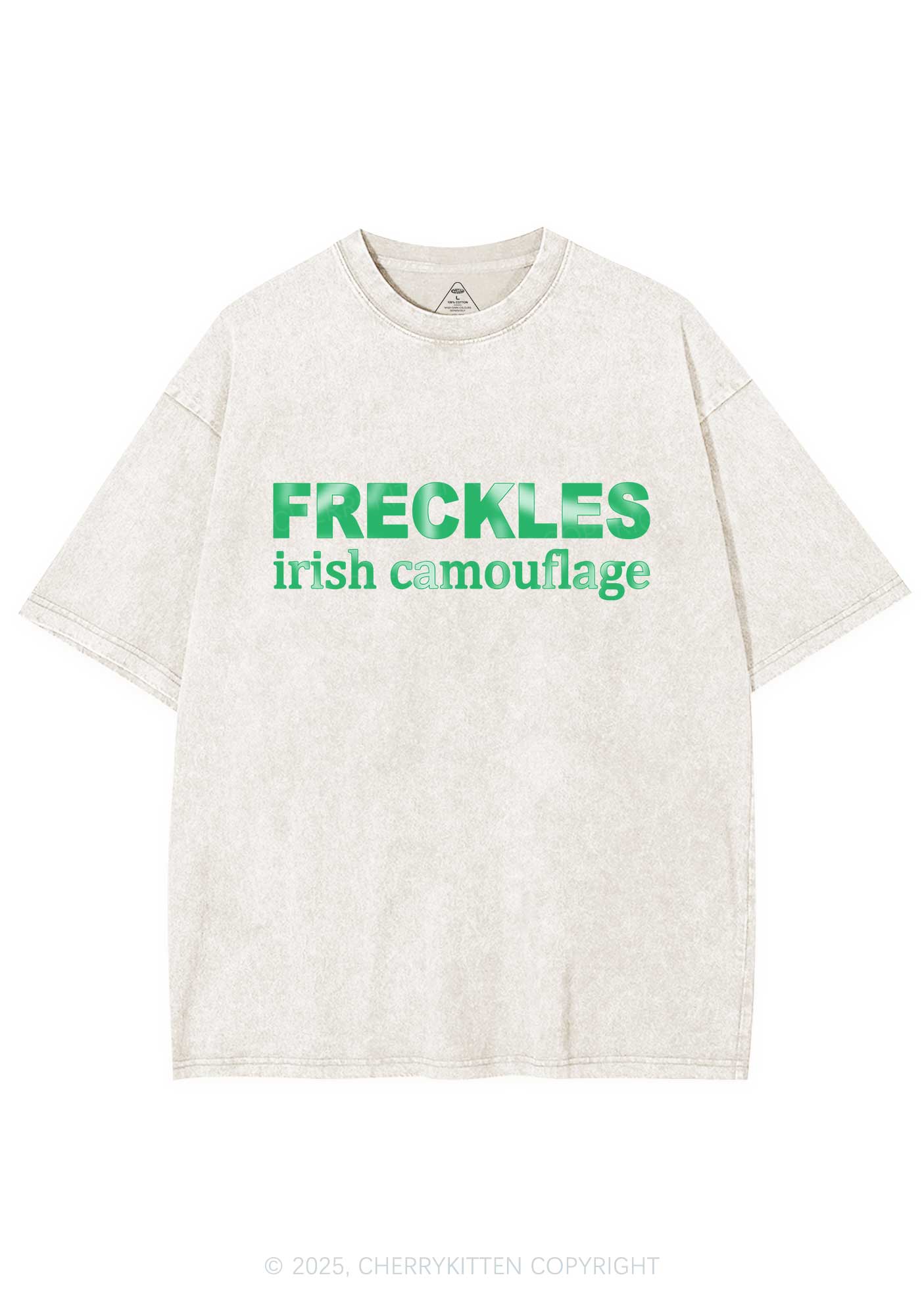 Freckles Irish Camouflage St Patricks Y2K Washed Tee Cherrykitten - Image 5