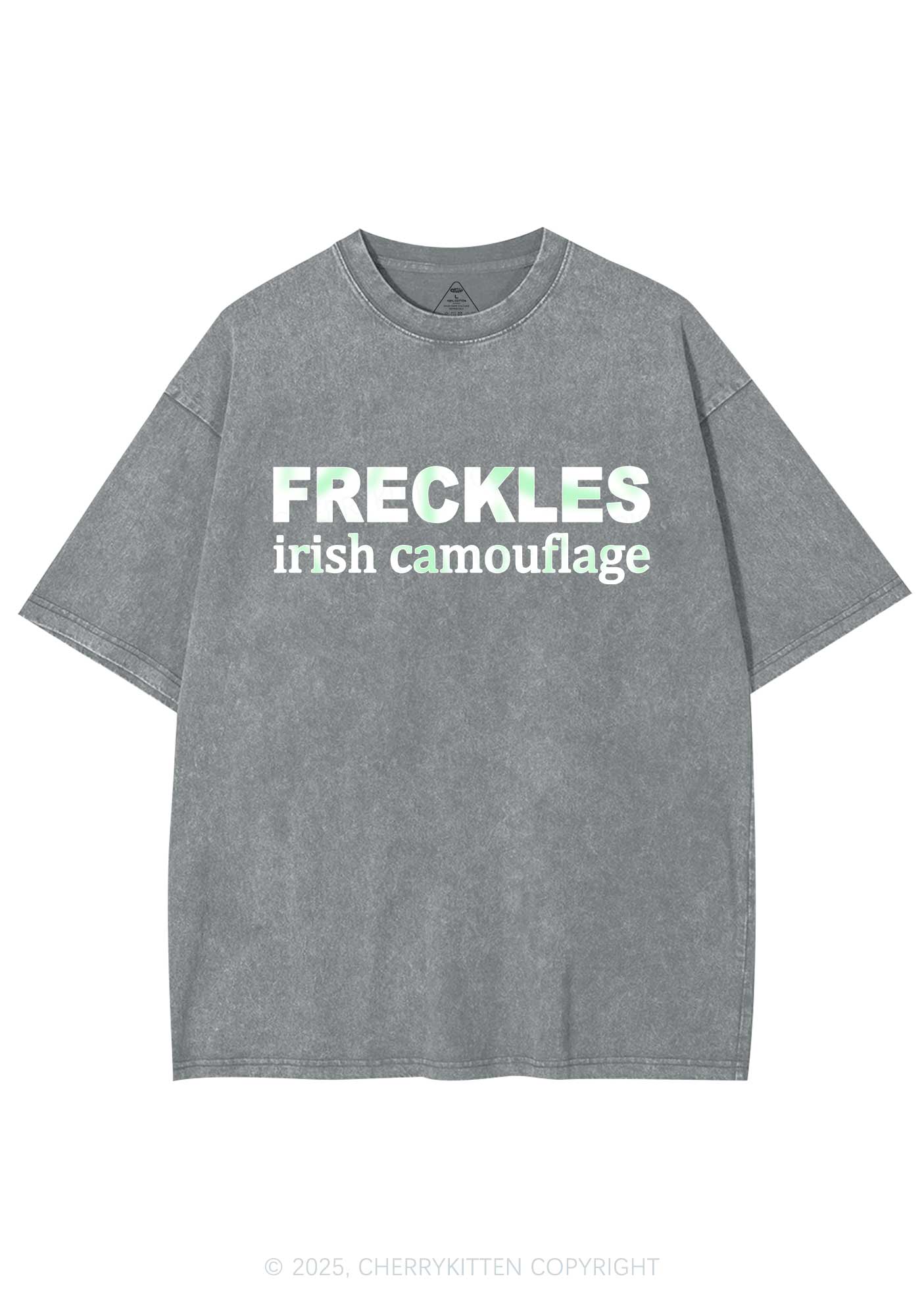 Freckles Irish Camouflage St Patricks Y2K Washed Tee Cherrykitten - Image 8