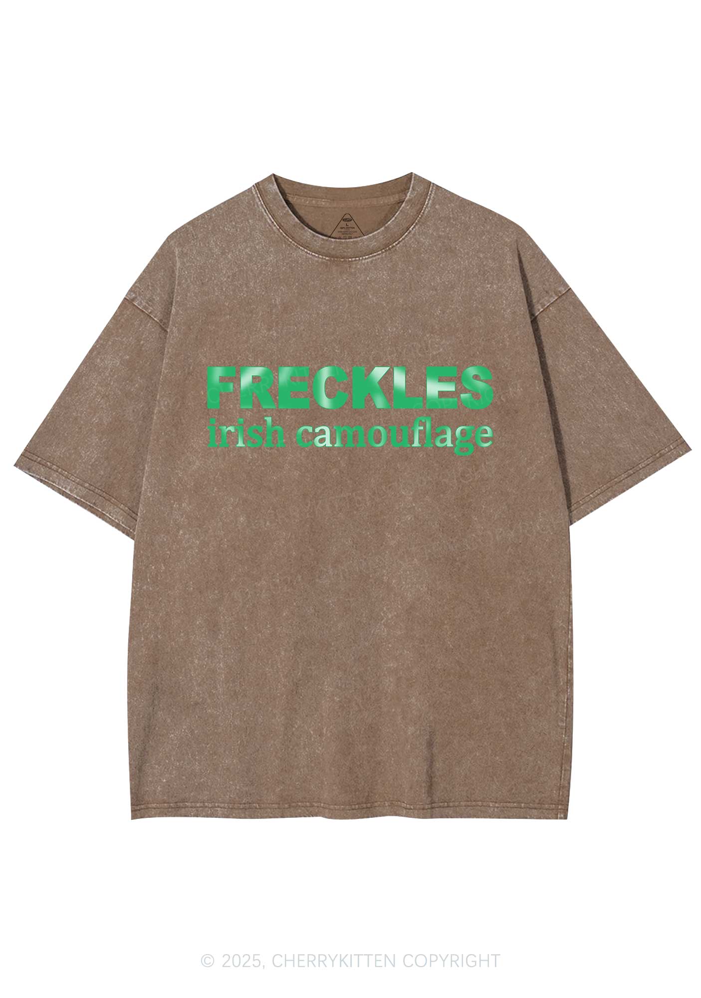 Freckles Irish Camouflage St Patricks Y2K Washed Tee Cherrykitten - Image 9