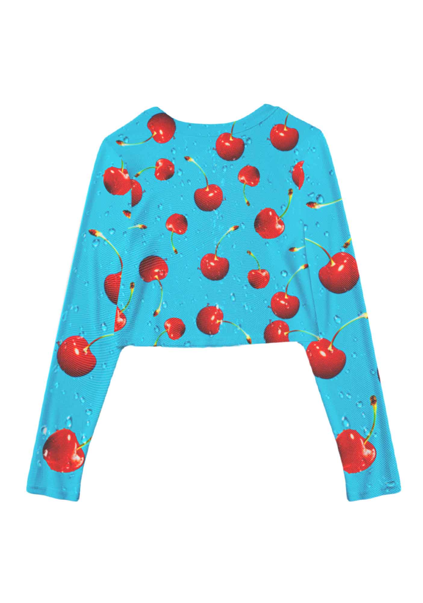Fresh Cherry Y2K Mesh Long Sleeve Crop Top Cherrykitten - Image 3