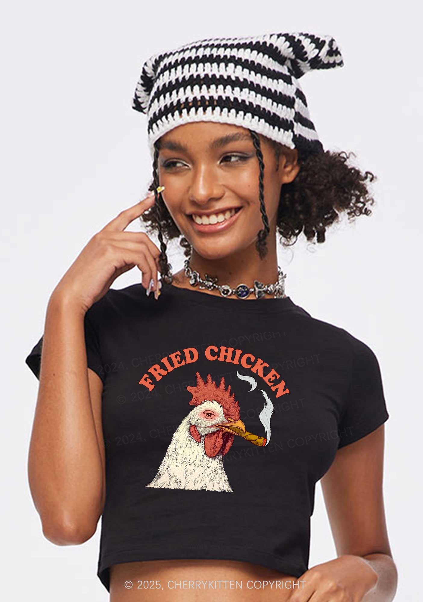 Fried Chicken Y2K Baby Tee Cherrykitten - Image 2