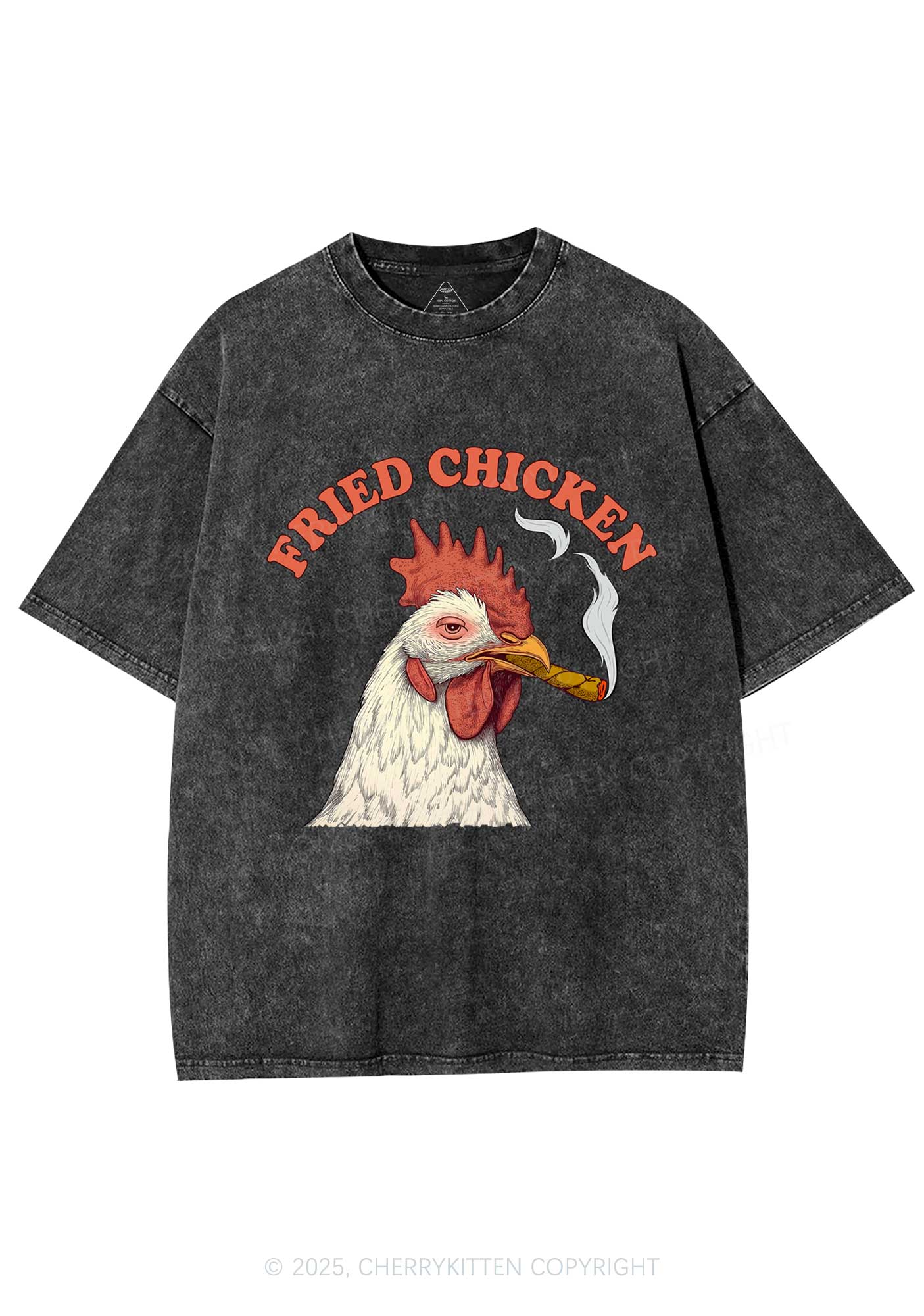 Fried Chicken Y2K Shirts Washed Tee Cherrykitten - Image 3