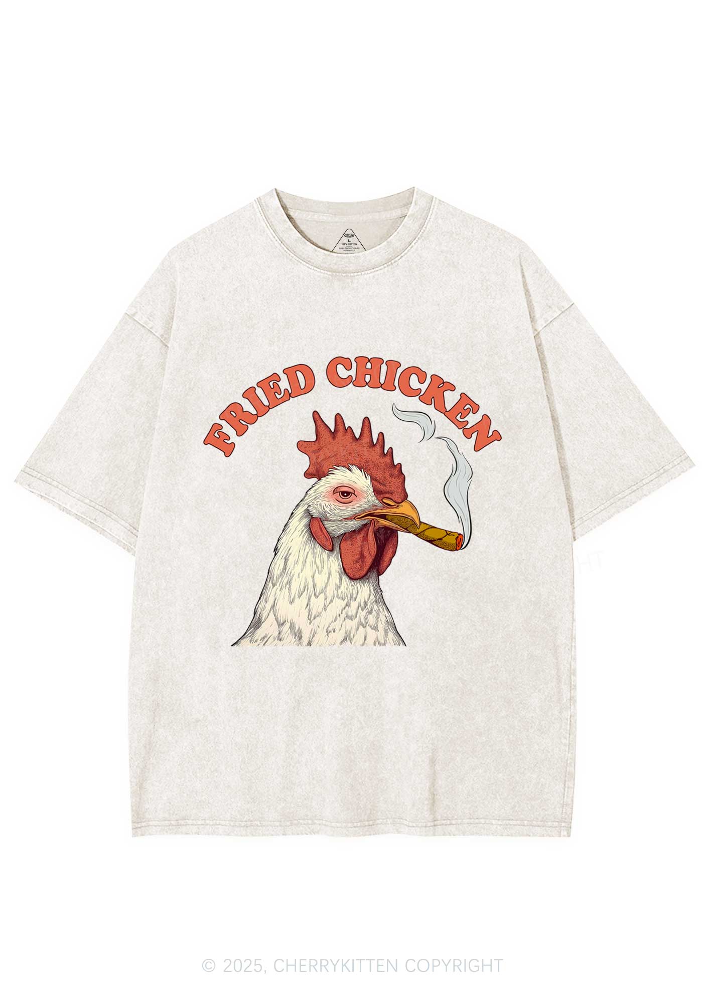 Fried Chicken Y2K Shirts Washed Tee Cherrykitten - Image 4