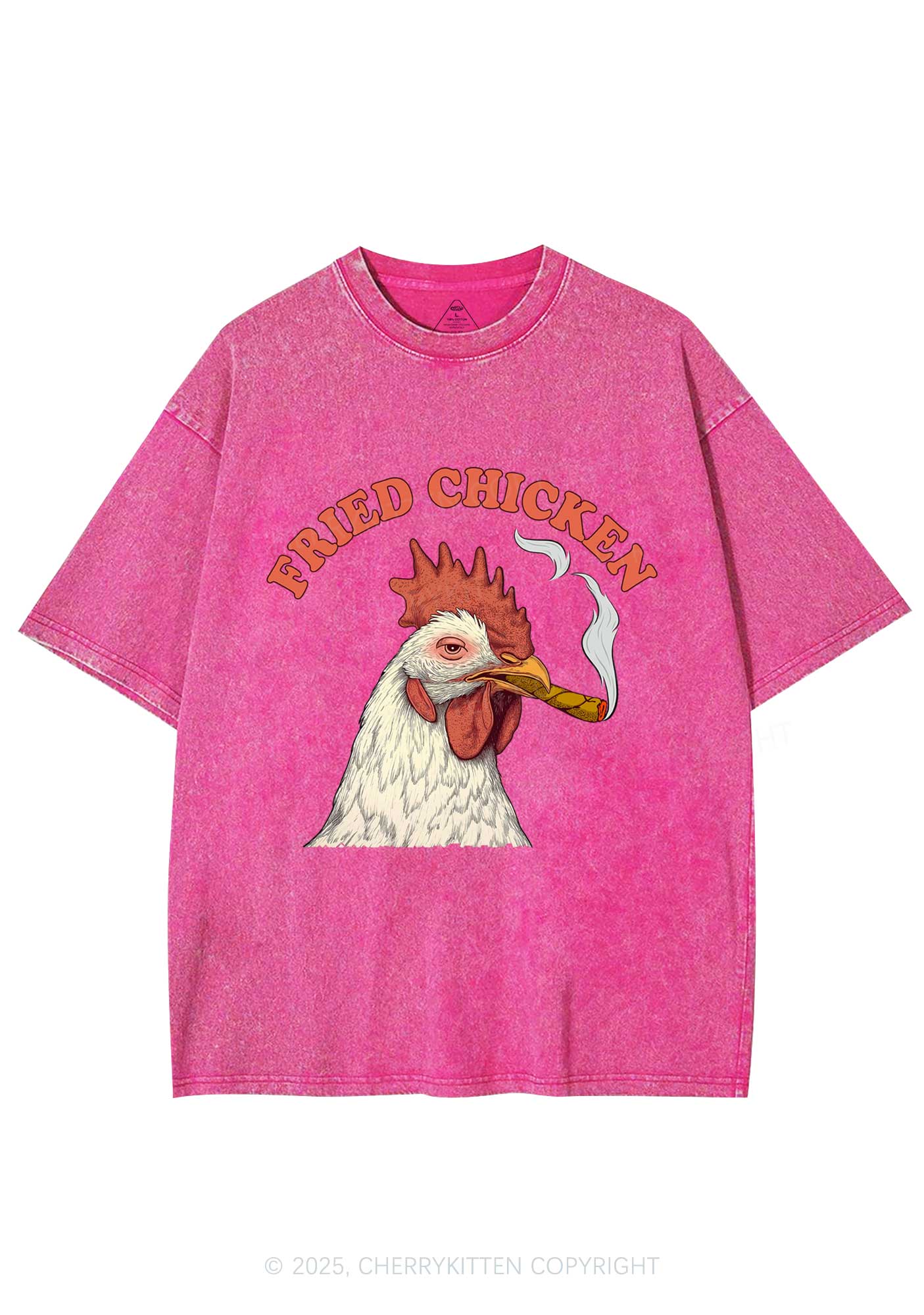 Fried Chicken Y2K Shirts Washed Tee Cherrykitten - Image 5